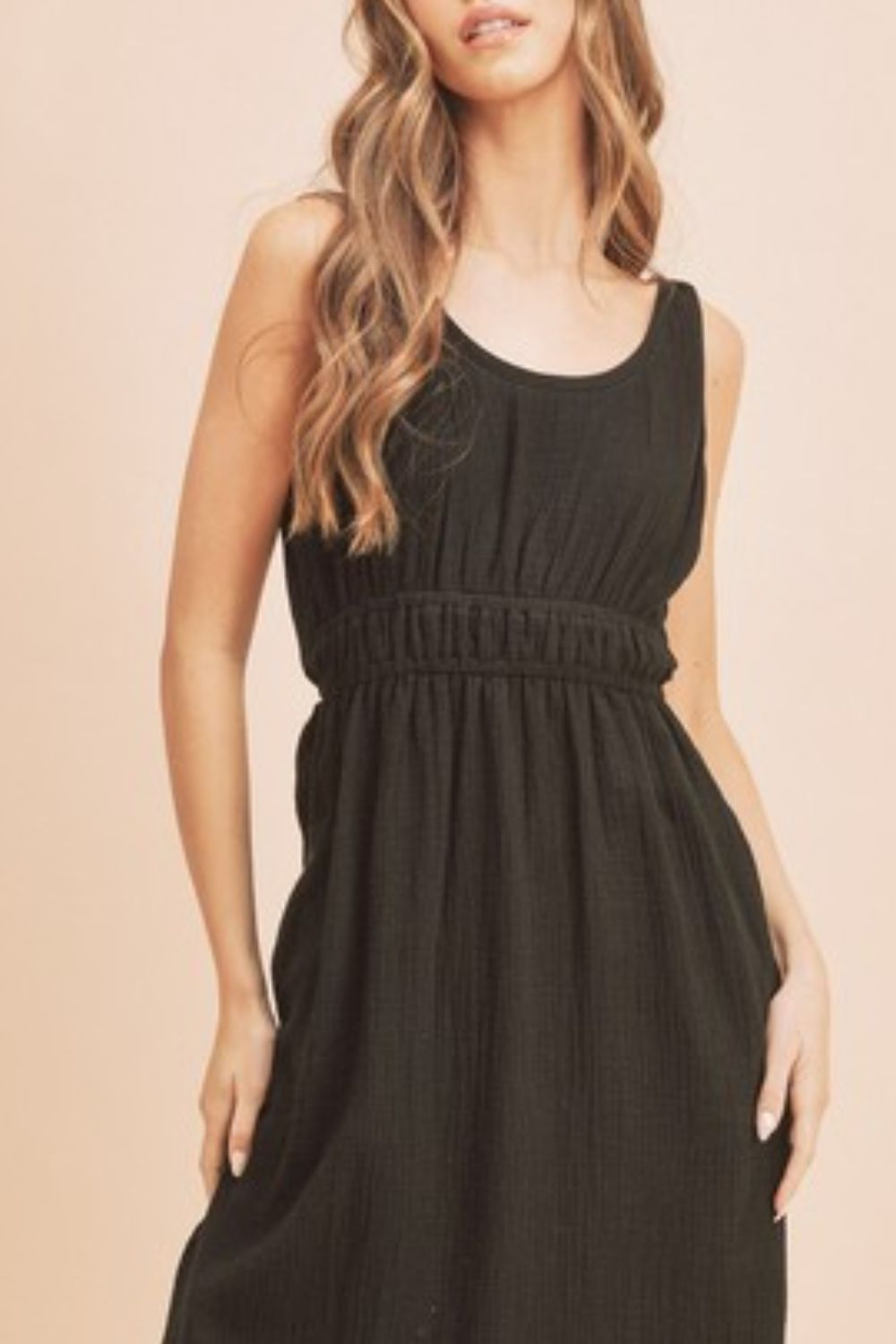 Side Slit Round Neck Sleeveless Tank Dress
