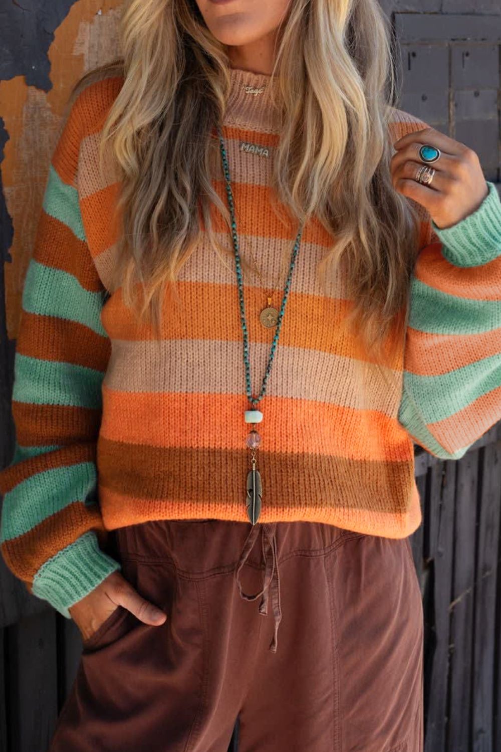 Striped Rainbow Long Sleeve Sweater