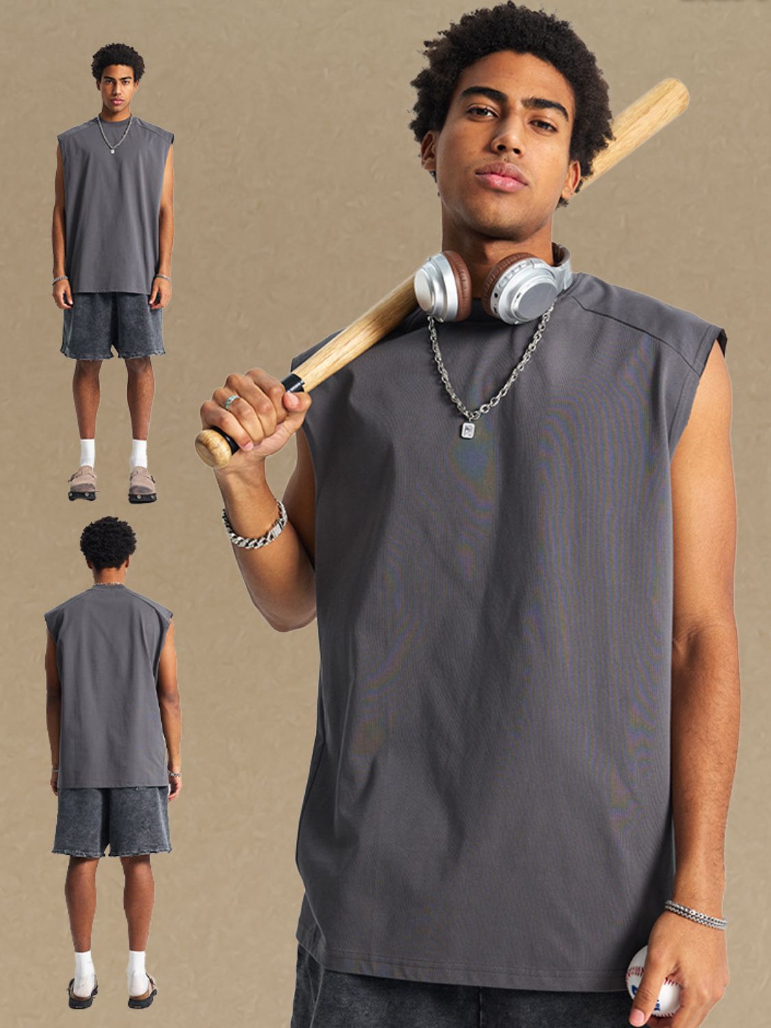 Men's Solid Color Round Neck Tank