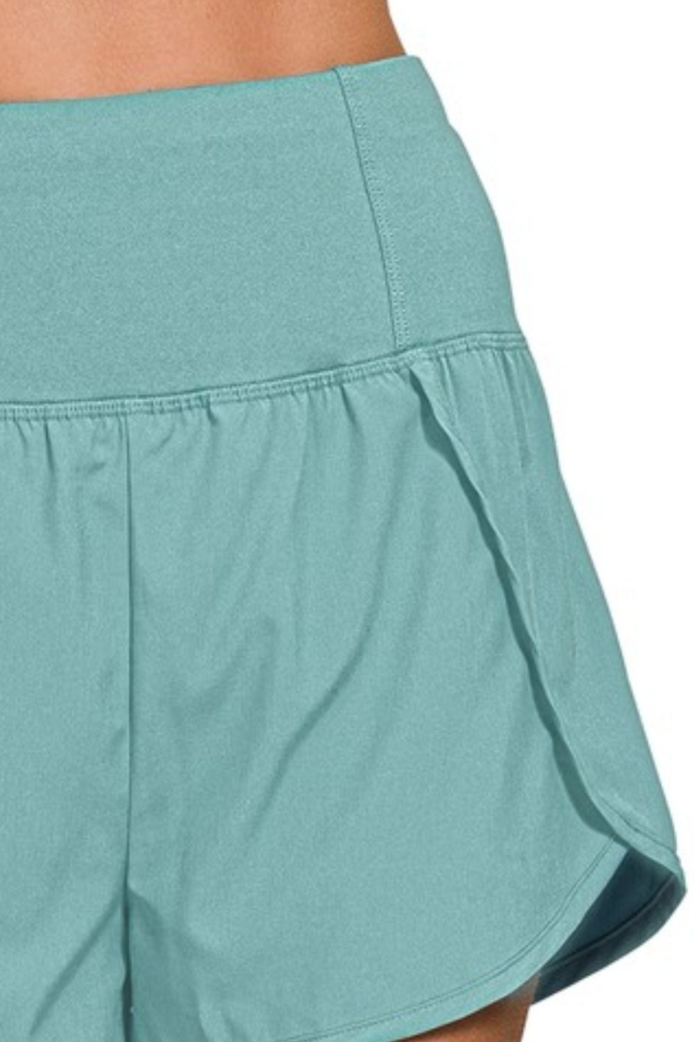 High Waisted Zippered Back Pocket Running Shorts