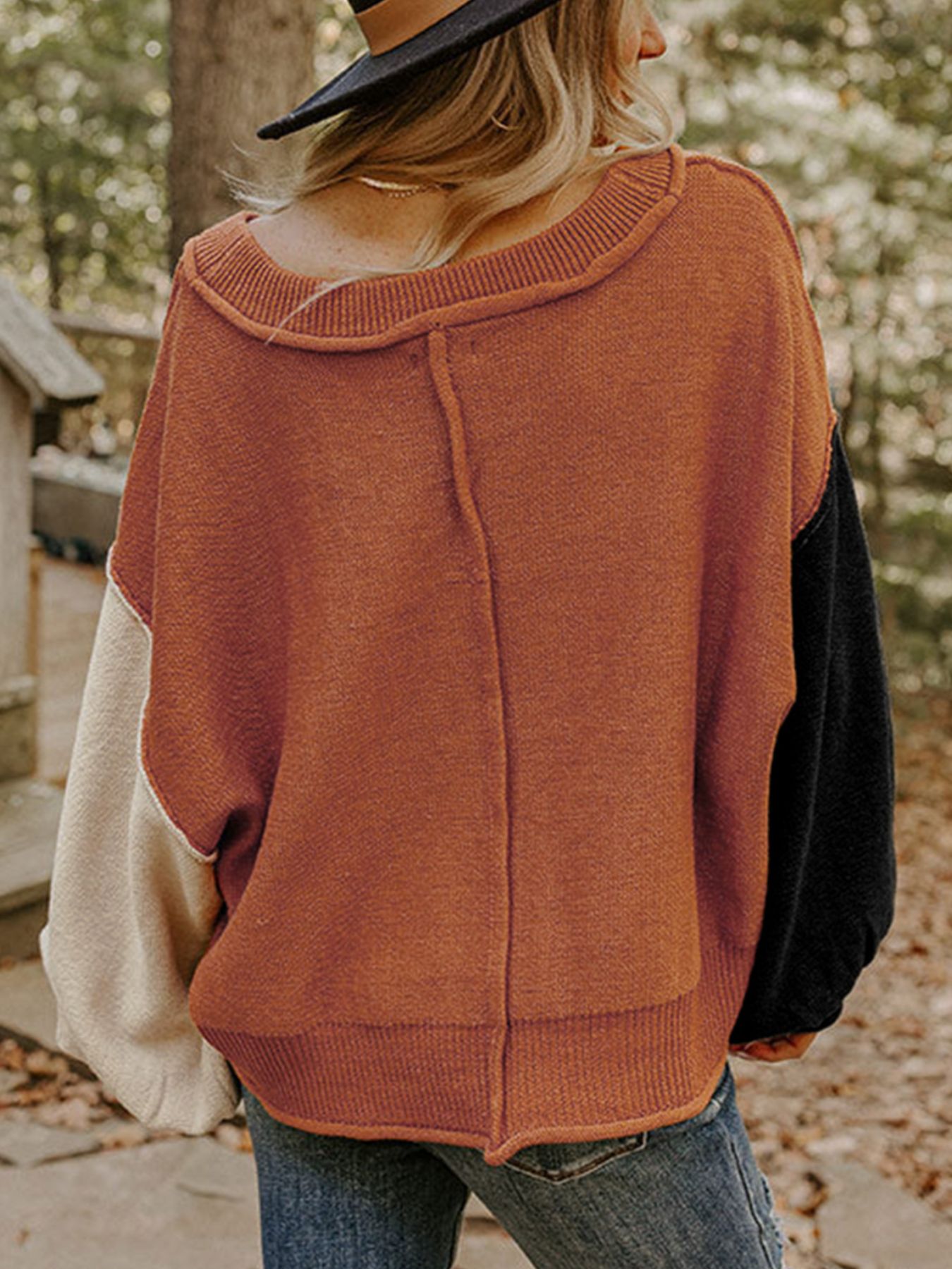 Ribbed Hem Long Sleeve Sweater