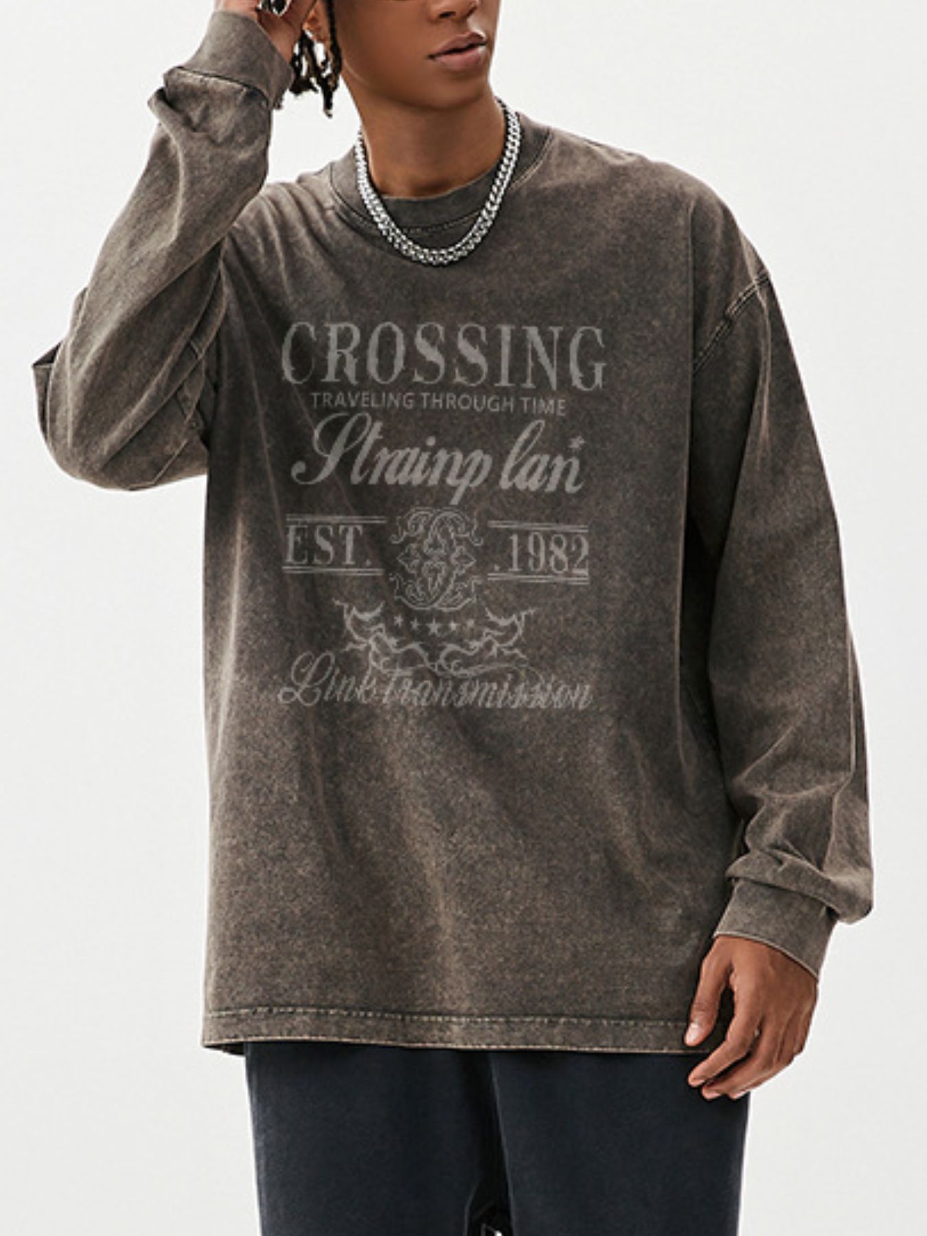 Men's Graphic Round Neck Long Sleeve T-Shirt