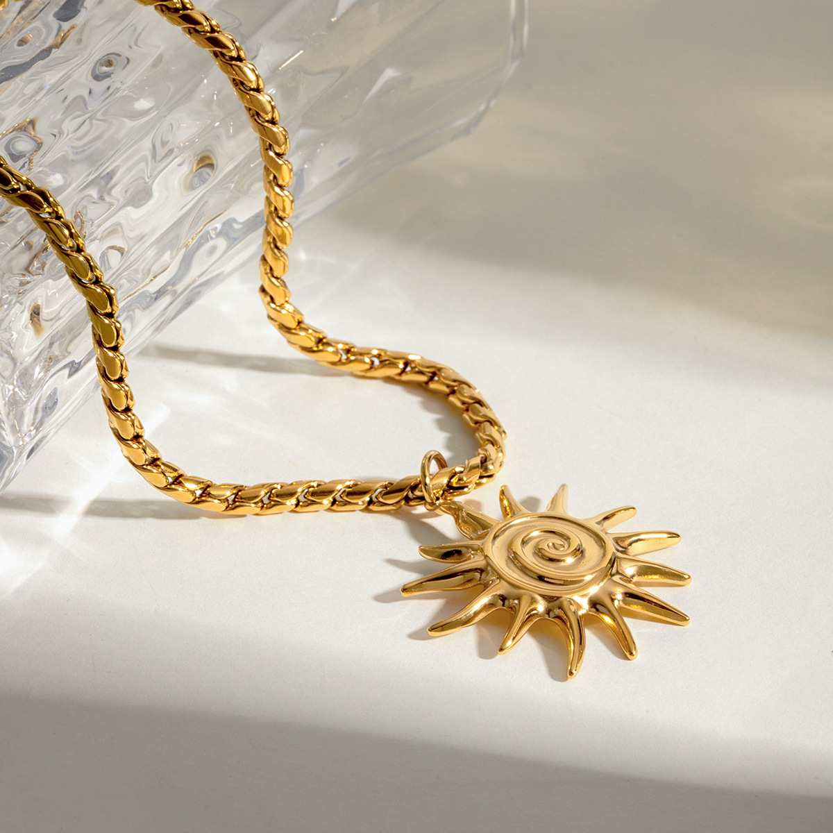 18K Gold-Plated Sun Pendant Necklace