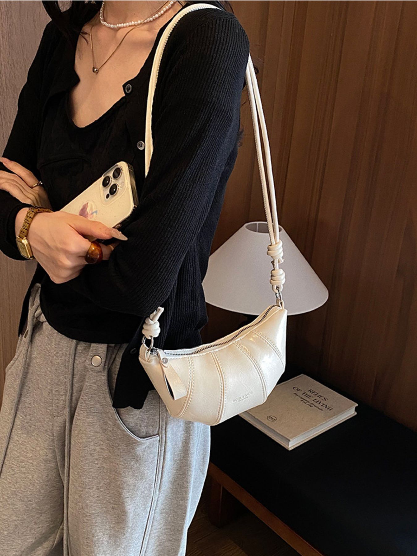 PU Leather Crescent Crossbody Bag