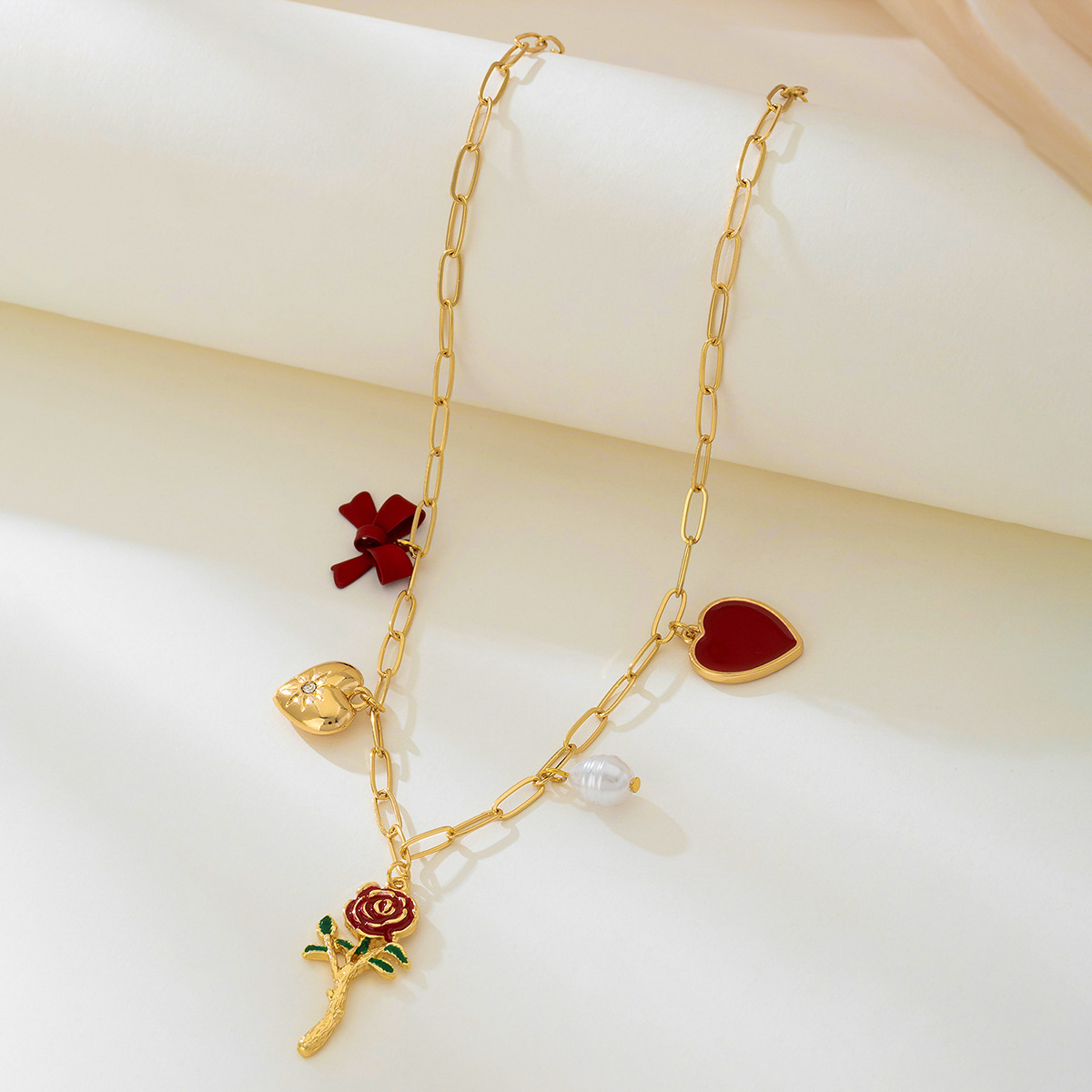 18K Gold-Plated Alloy Chain Necklace with Pendant