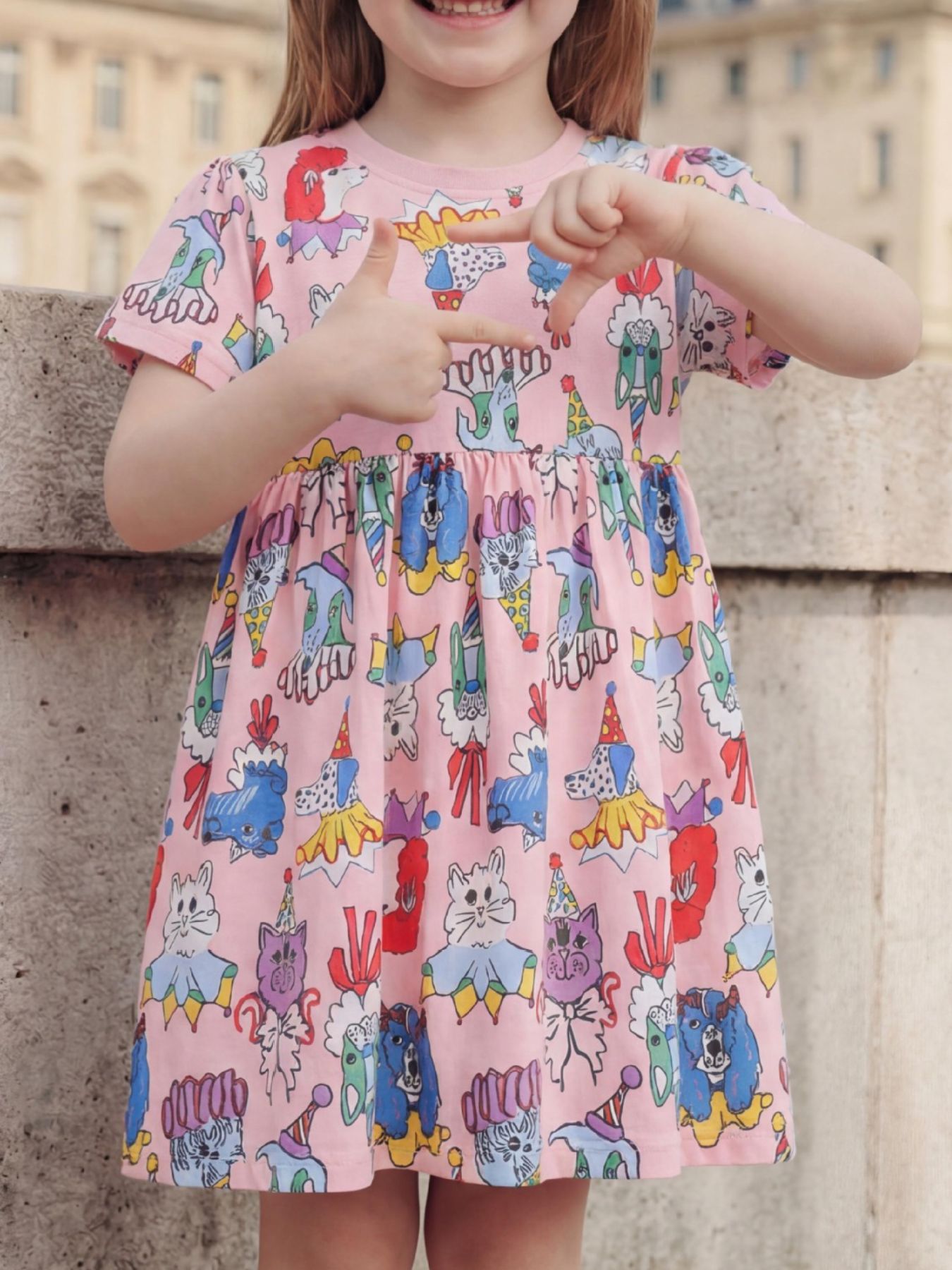 Children's Cartoon Print Short Sleeve Dress 1