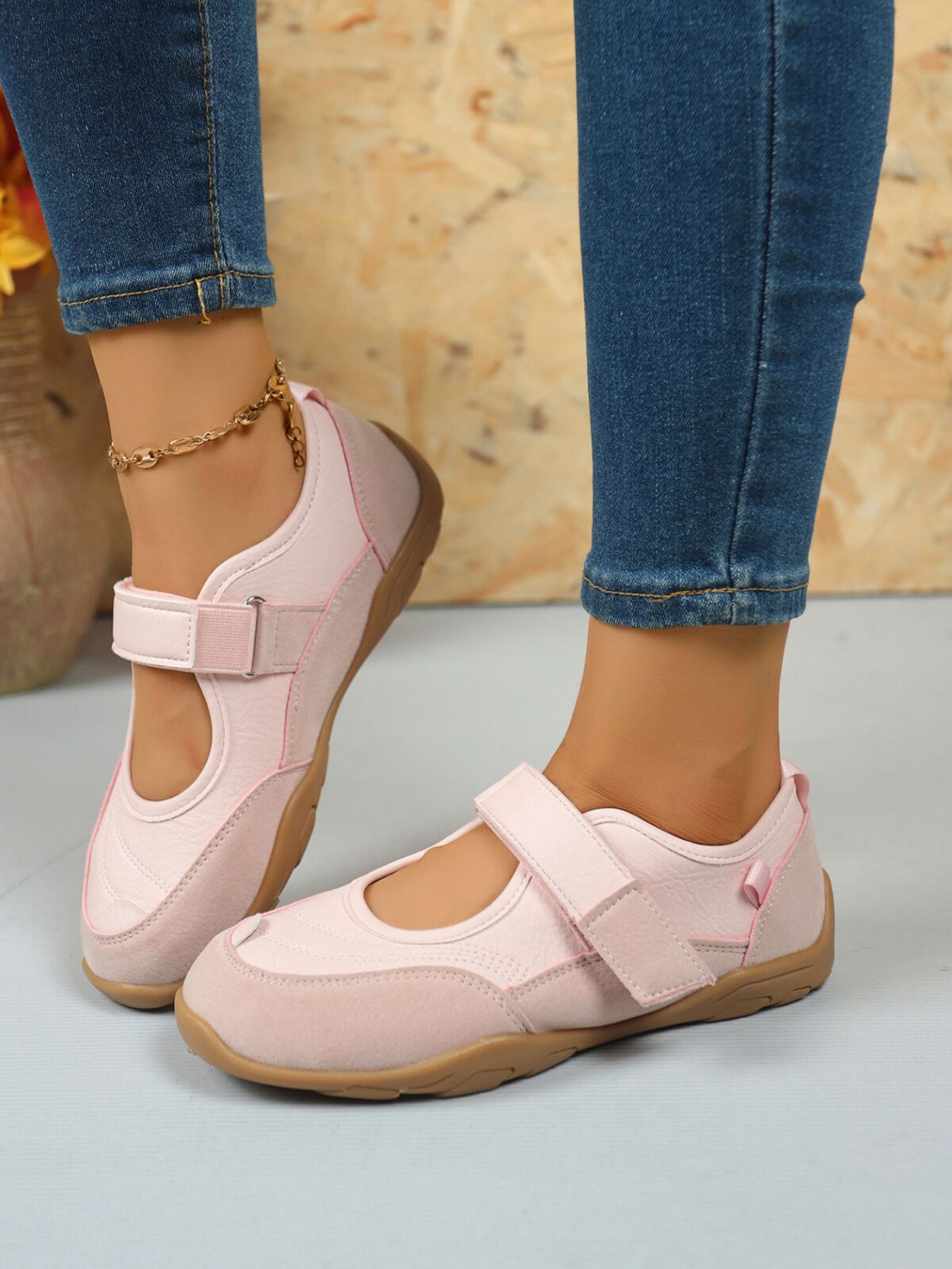 Round Toe Flats Velcro Strap Loafers