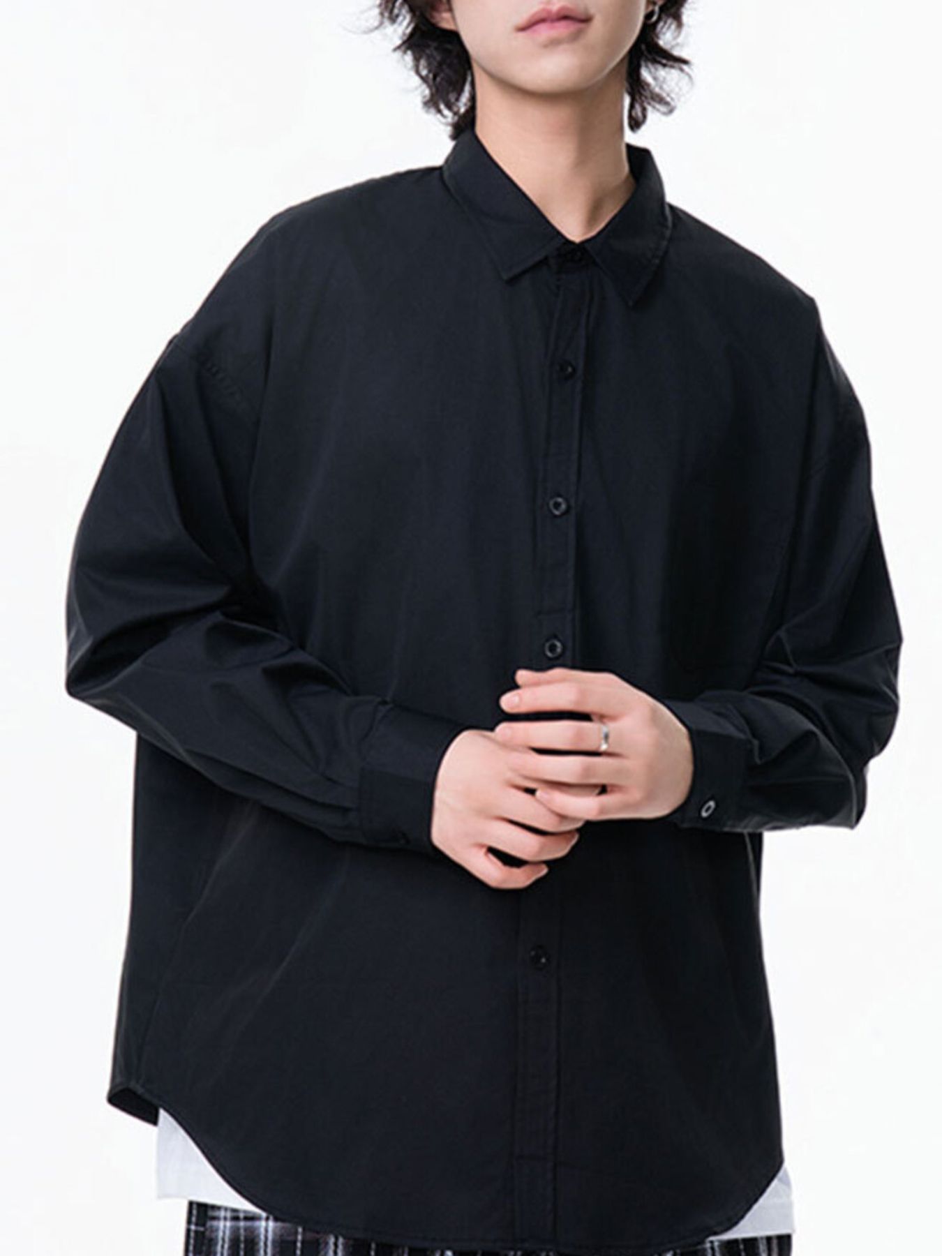 Men's Plus Size Button Up Long Sleeve Shirt
