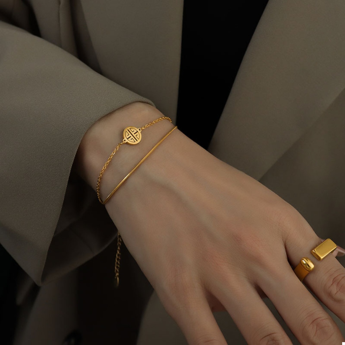 18K Gold-Plated Double Layered Bracelet