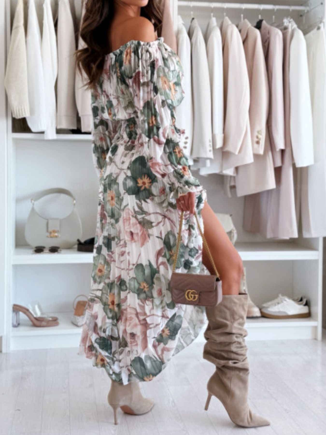 Floral Off-Shoulder Top and Skirt Two-Piece Set