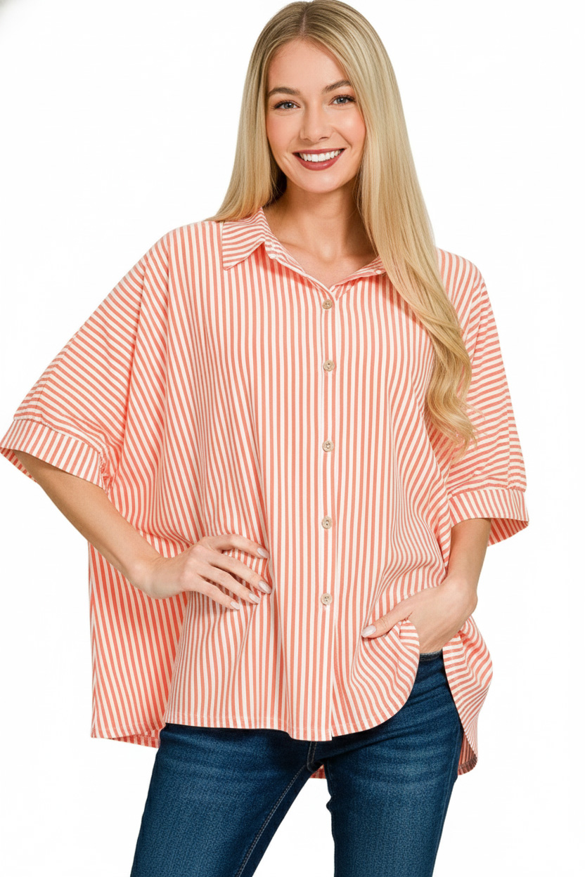 Oversized Stripe Button Down Shirt