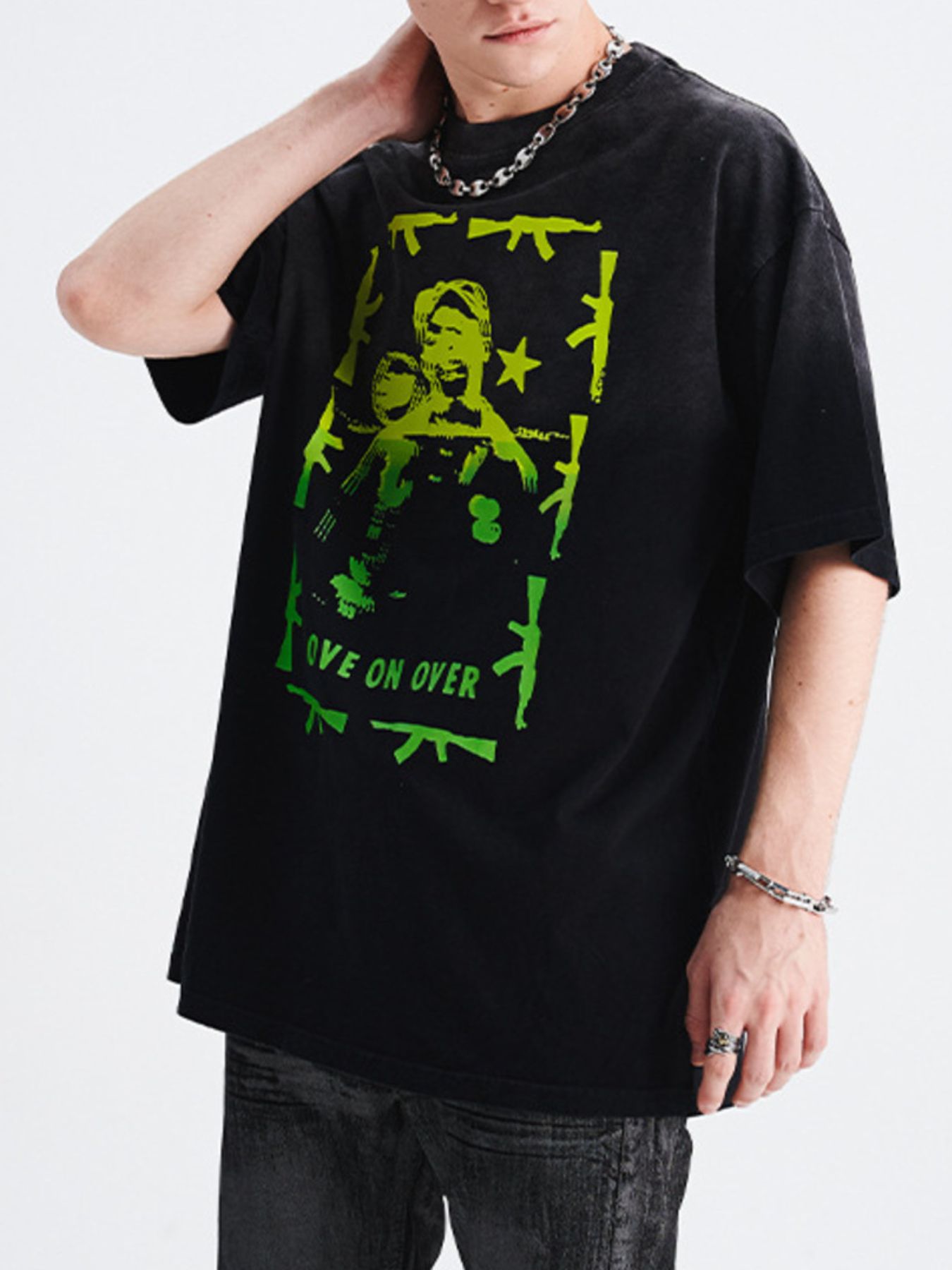 Men's Graphic Round Neck Oversized T-Shirt