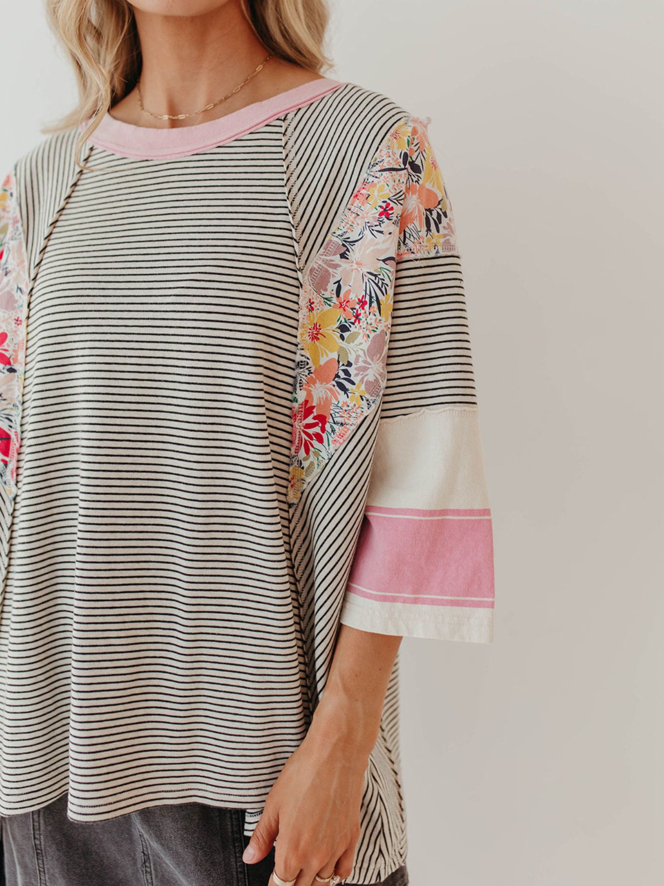 Striped Floral Long Sleeve T-Shirt