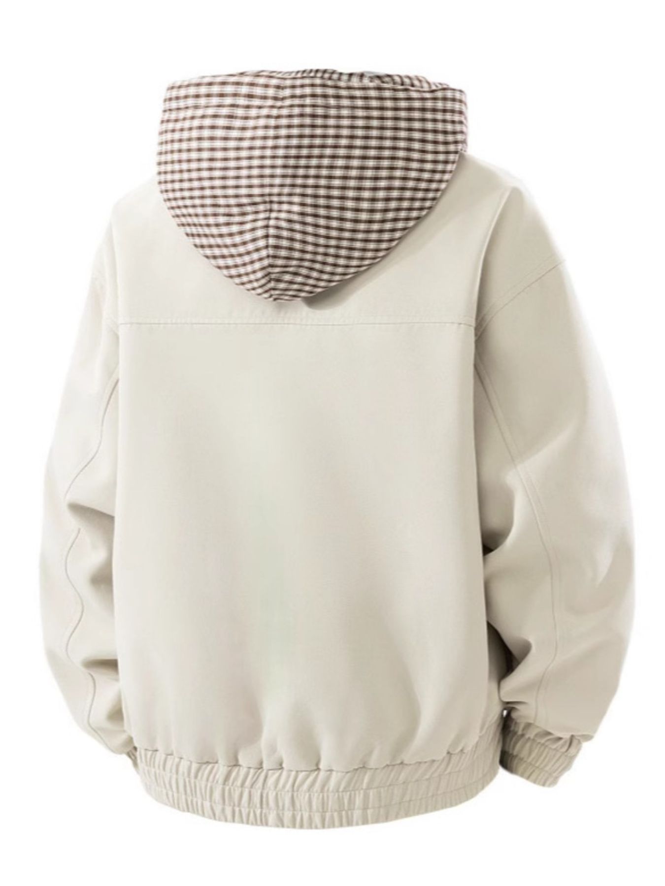 Men's Plus Size Casual Plaid Hooded Windbreaker Jacket