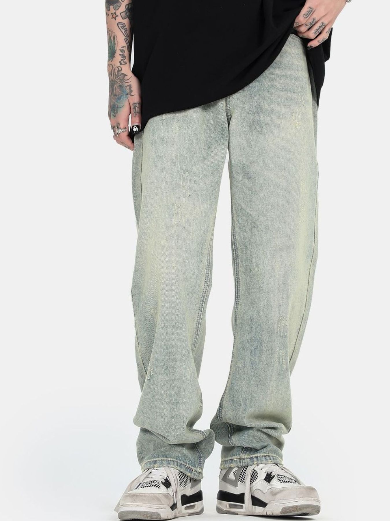 Men's Washed Straight Leg Jeans