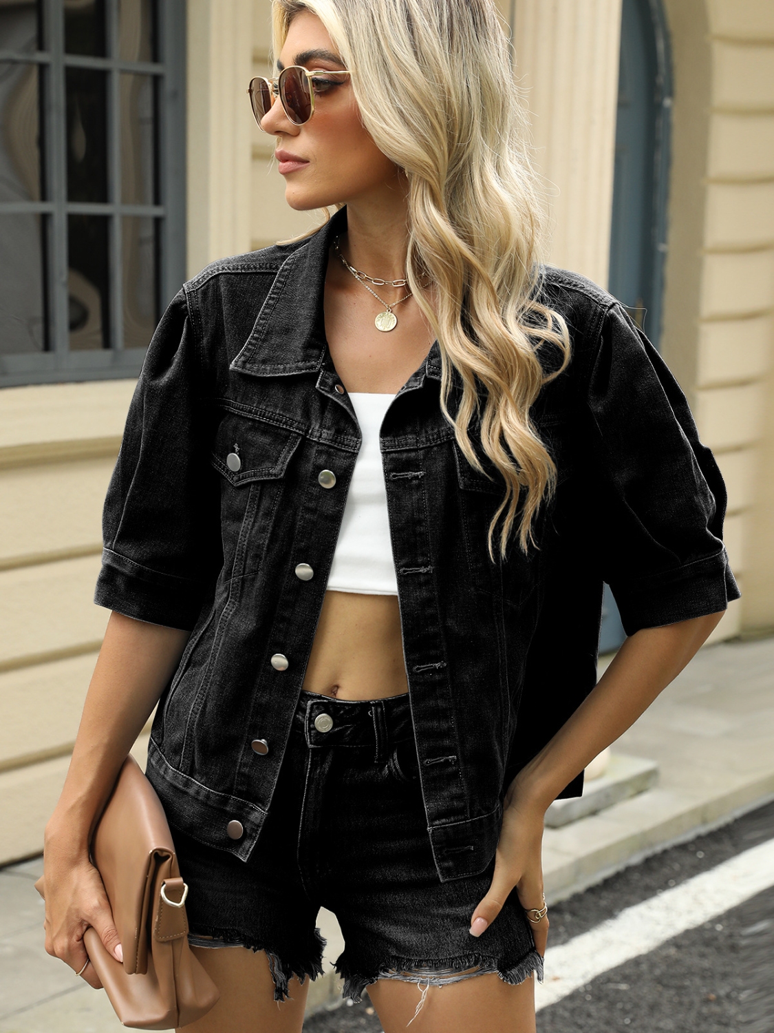 Button Down Washed Denim Jacket