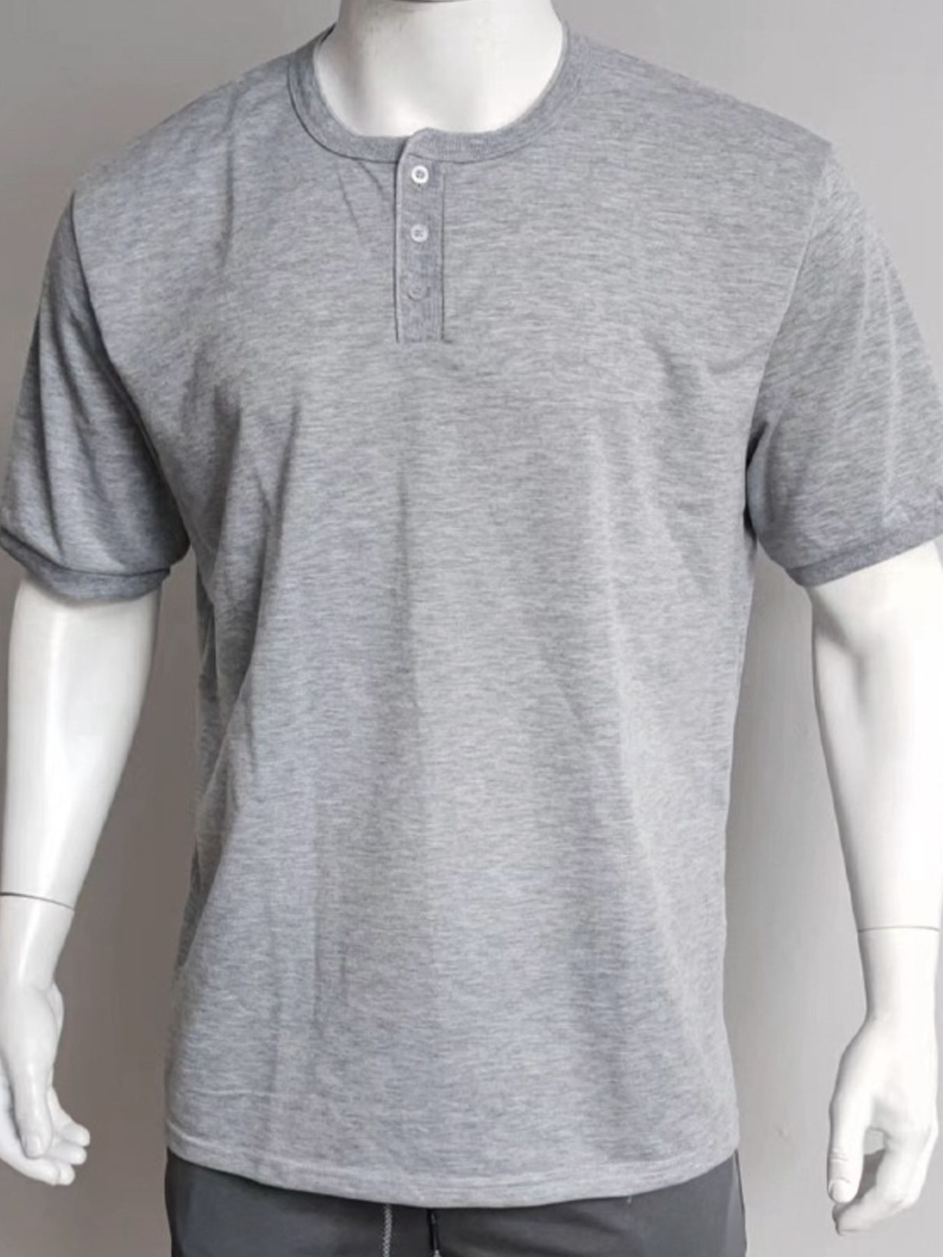 Men's Full Size Button Detail Short Sleeve Top Plus Size