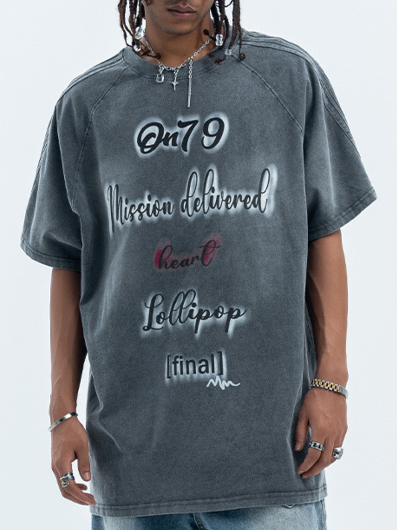 Men's Letter Round Neck Oversized T-Shirt