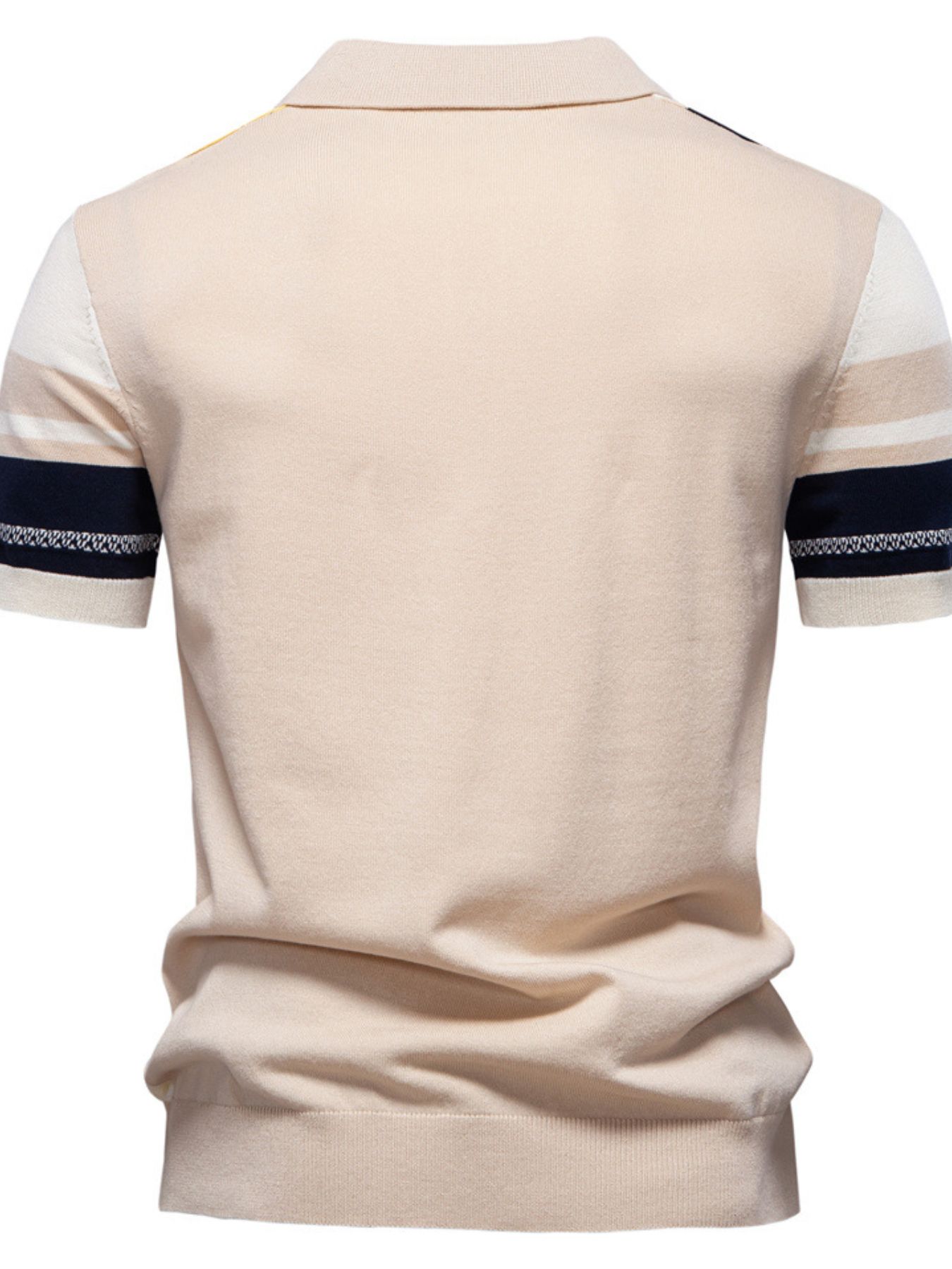 Men's Contrast Striped Knit Polo Shirt