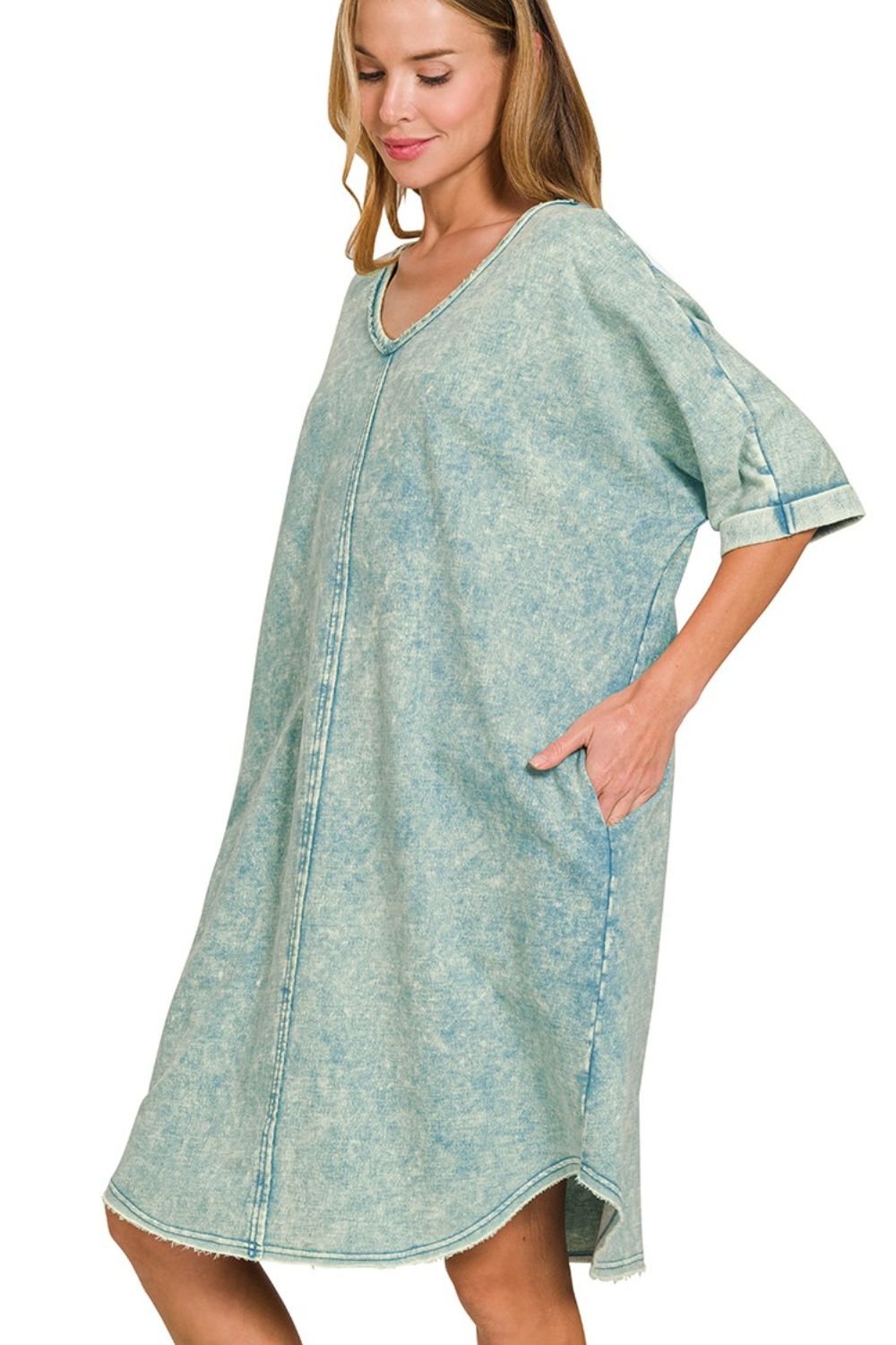 Acid-washed French Terry Tee Shirts Dress