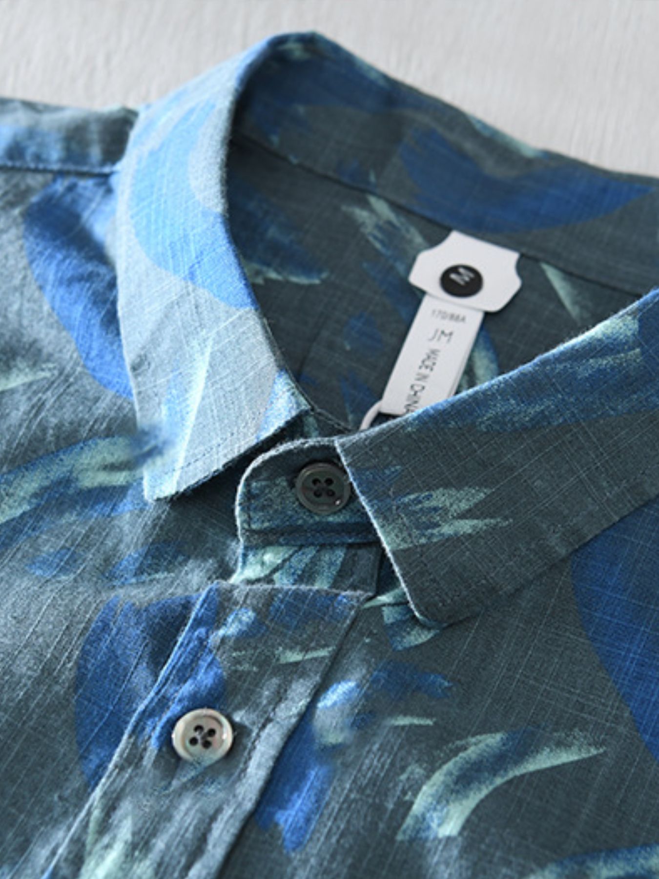 Men's Plus Size Printed Button Up Long Sleeve Shirt