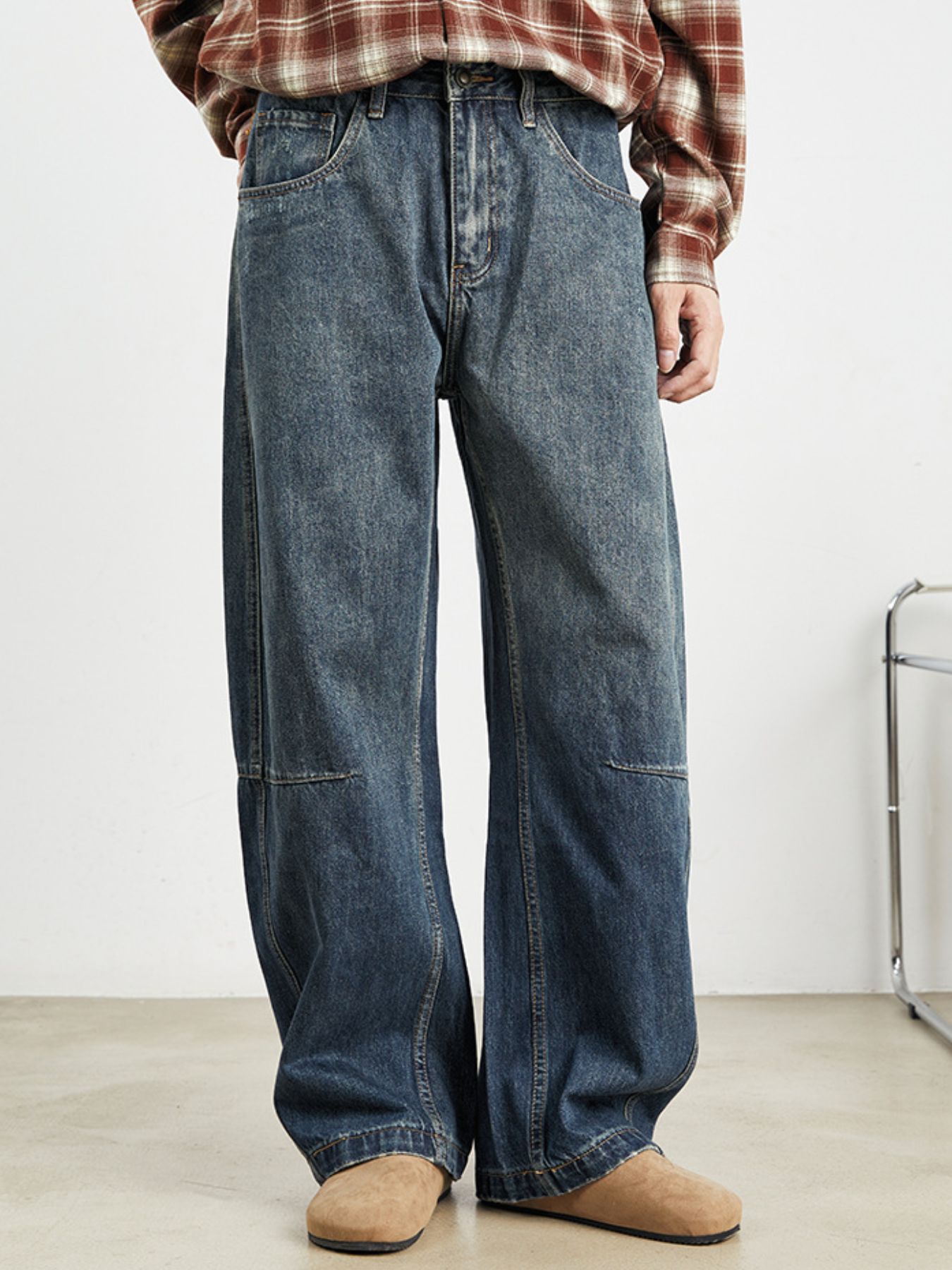 Men's Relaxed Fit Drawstring Wash Jeans