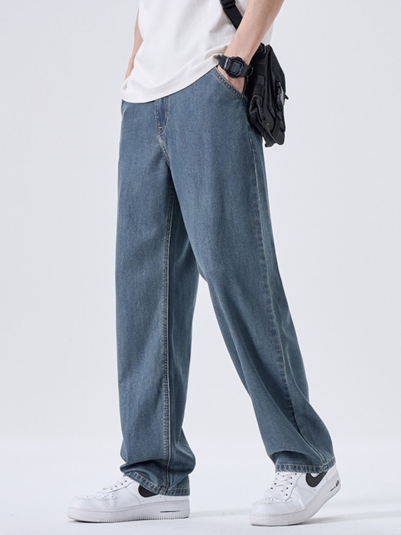 Men's Wash Wide Leg Jeans