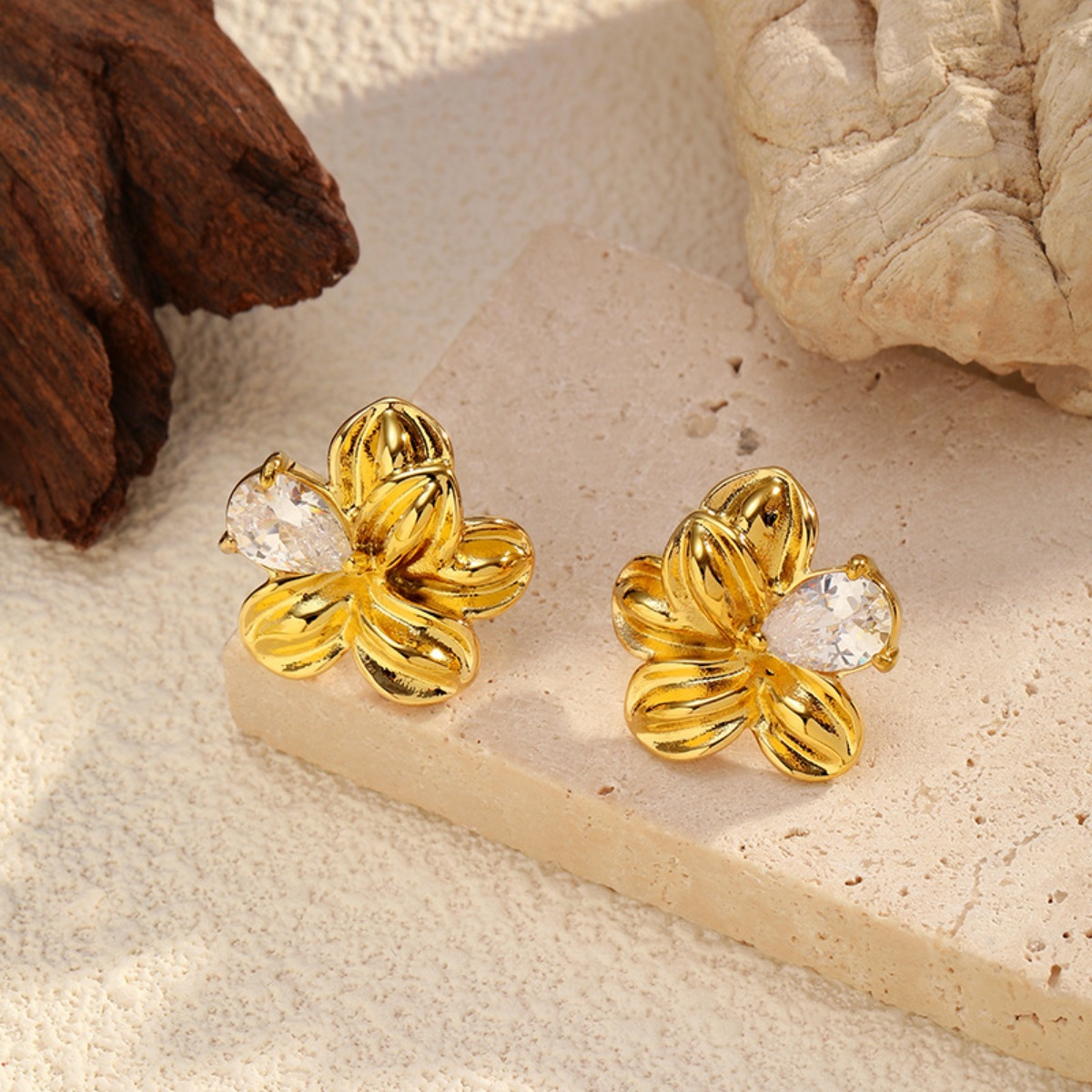 18K Gold-Plated Flower Stud Earrings