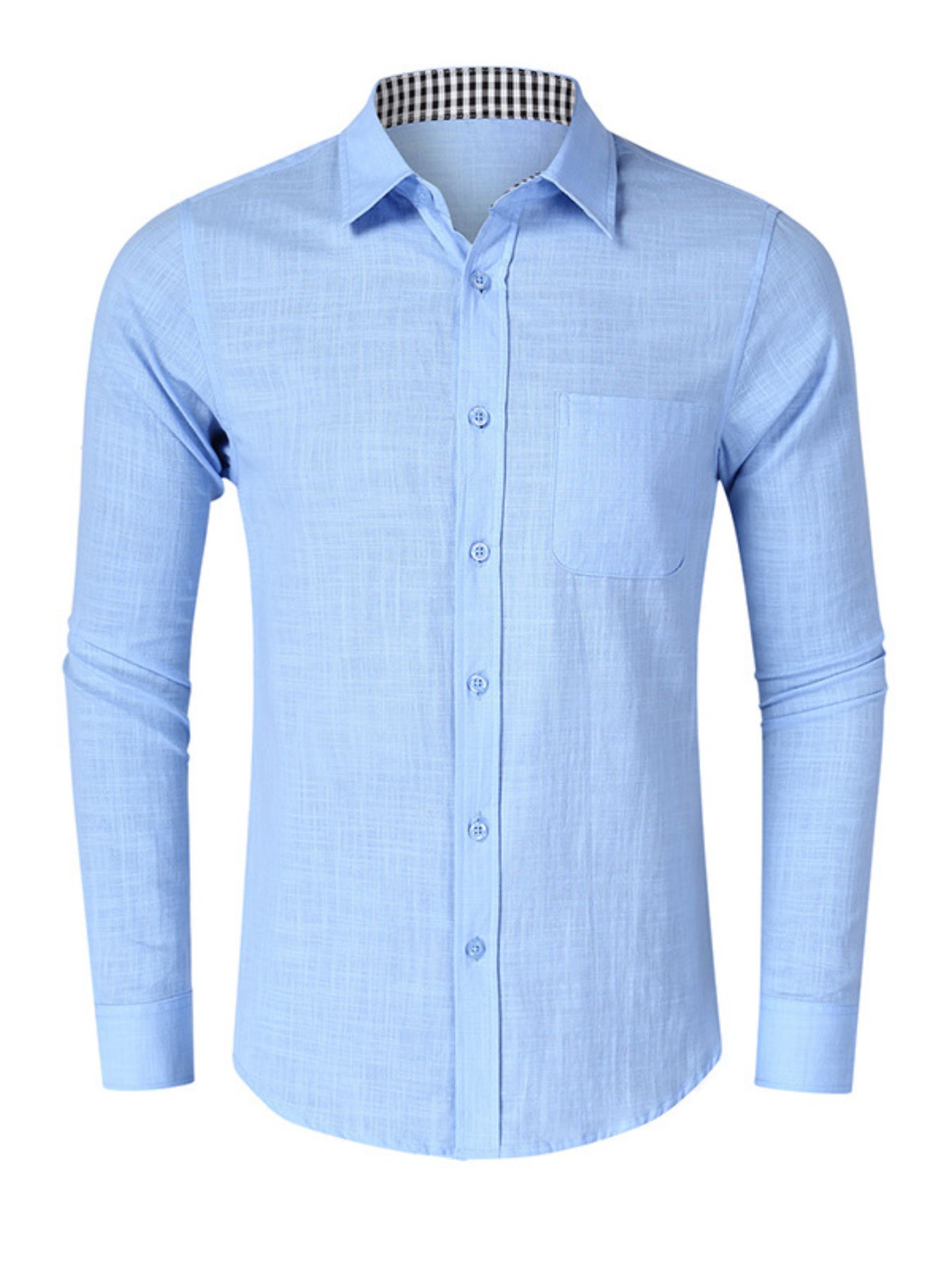 Men's Button-Down Shirt with Gingham Contrast