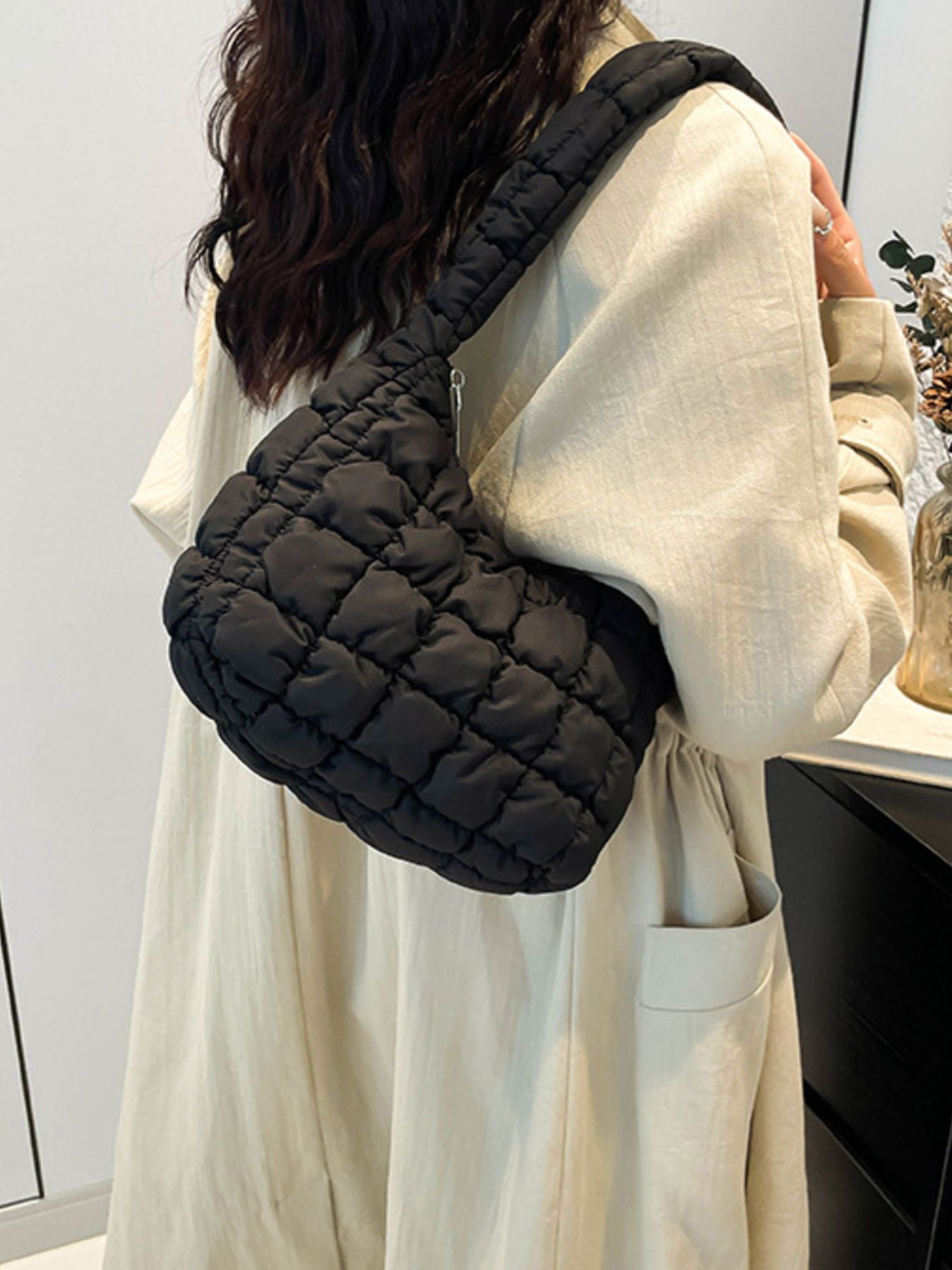 Quilted Ruched Shoulder Bag