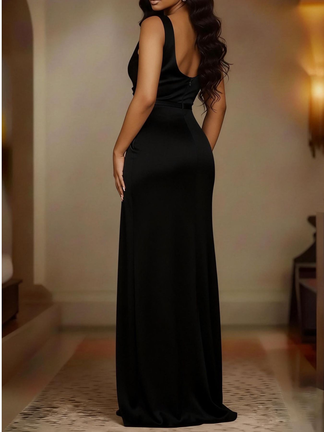 Full Size Satin Cowl Neck High Slit Maxi Dress Plus Size view 6