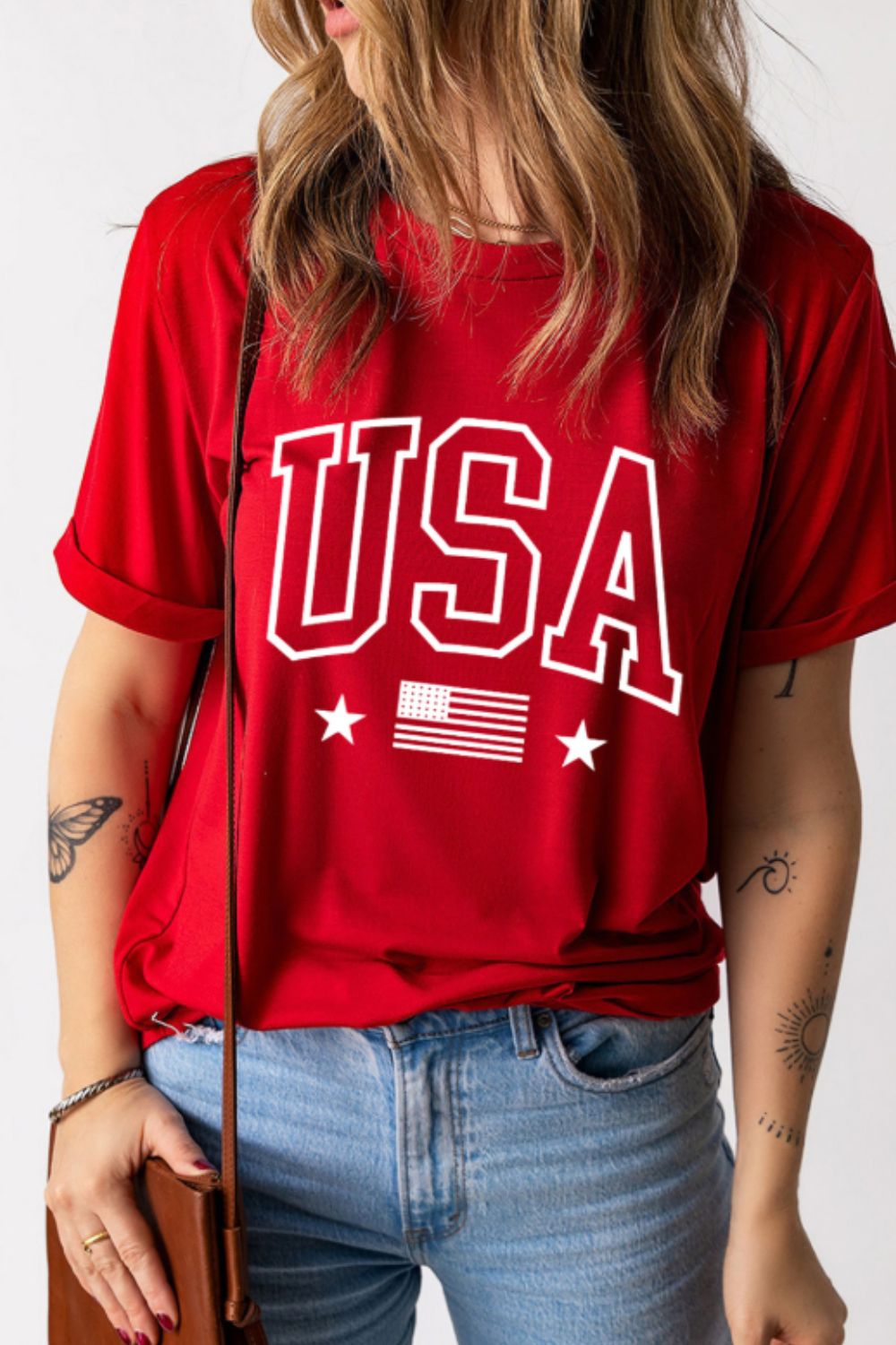 USA American Flag Crewneck T Shirt