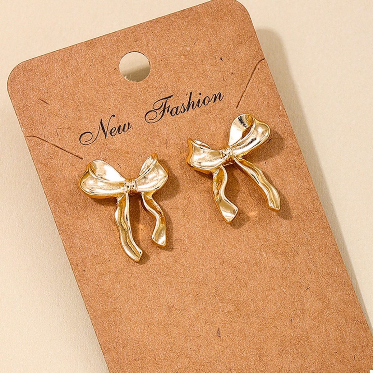 18K Gold-Plated Alloy Bow Stud Earrings
