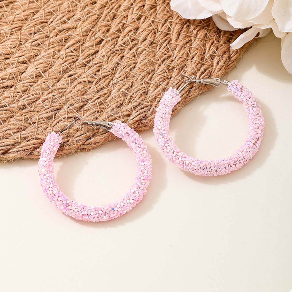 Sparkling Alloy Hoop Earrings