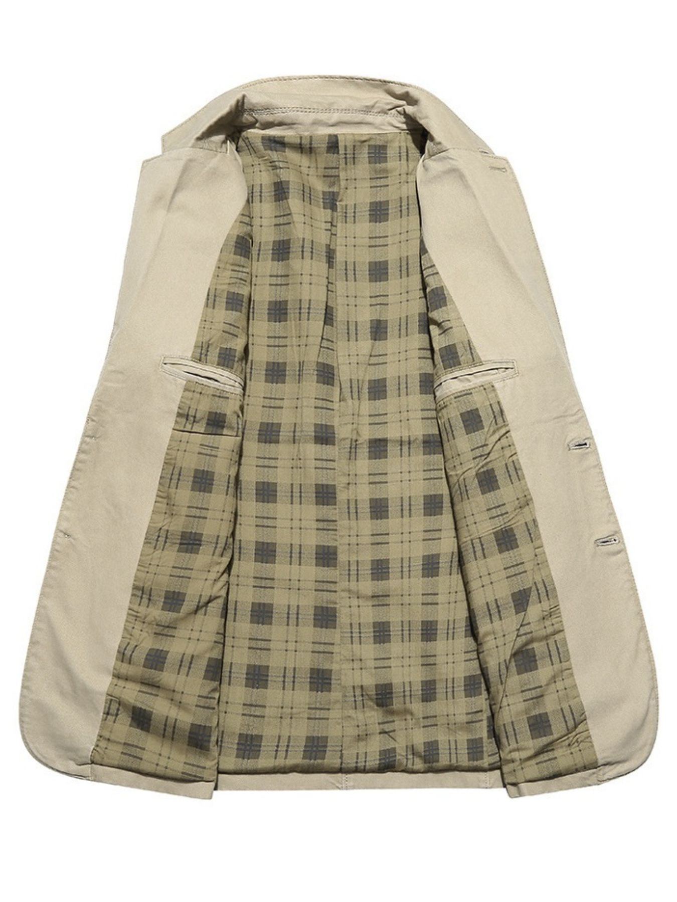 Men's Plus Size Casual Button Up Blazer with Plaid Lining