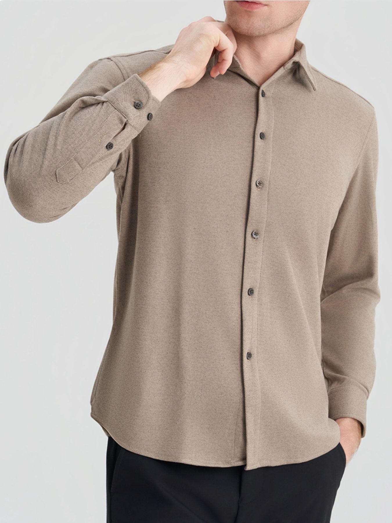 Men's Plus Size Casual Long Sleeve Button-Down Shirt