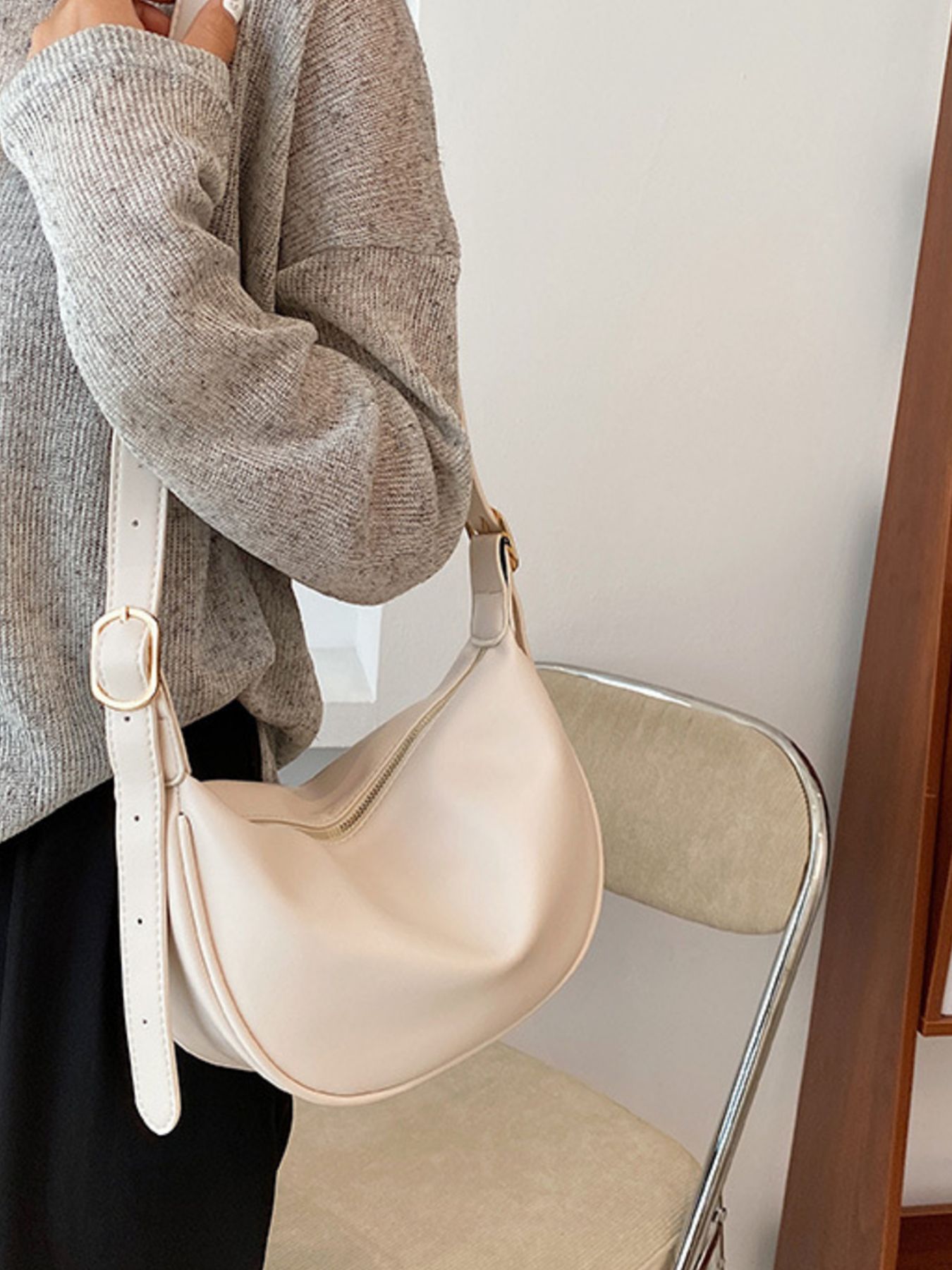 Adjustable Strap Crescent Crossbody Bag