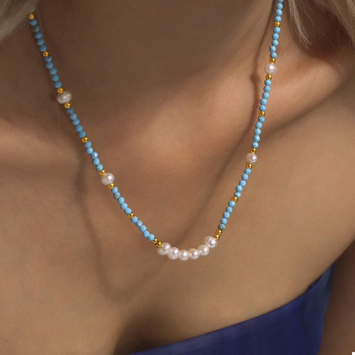 Turquoise Pearl Beaded Necklace