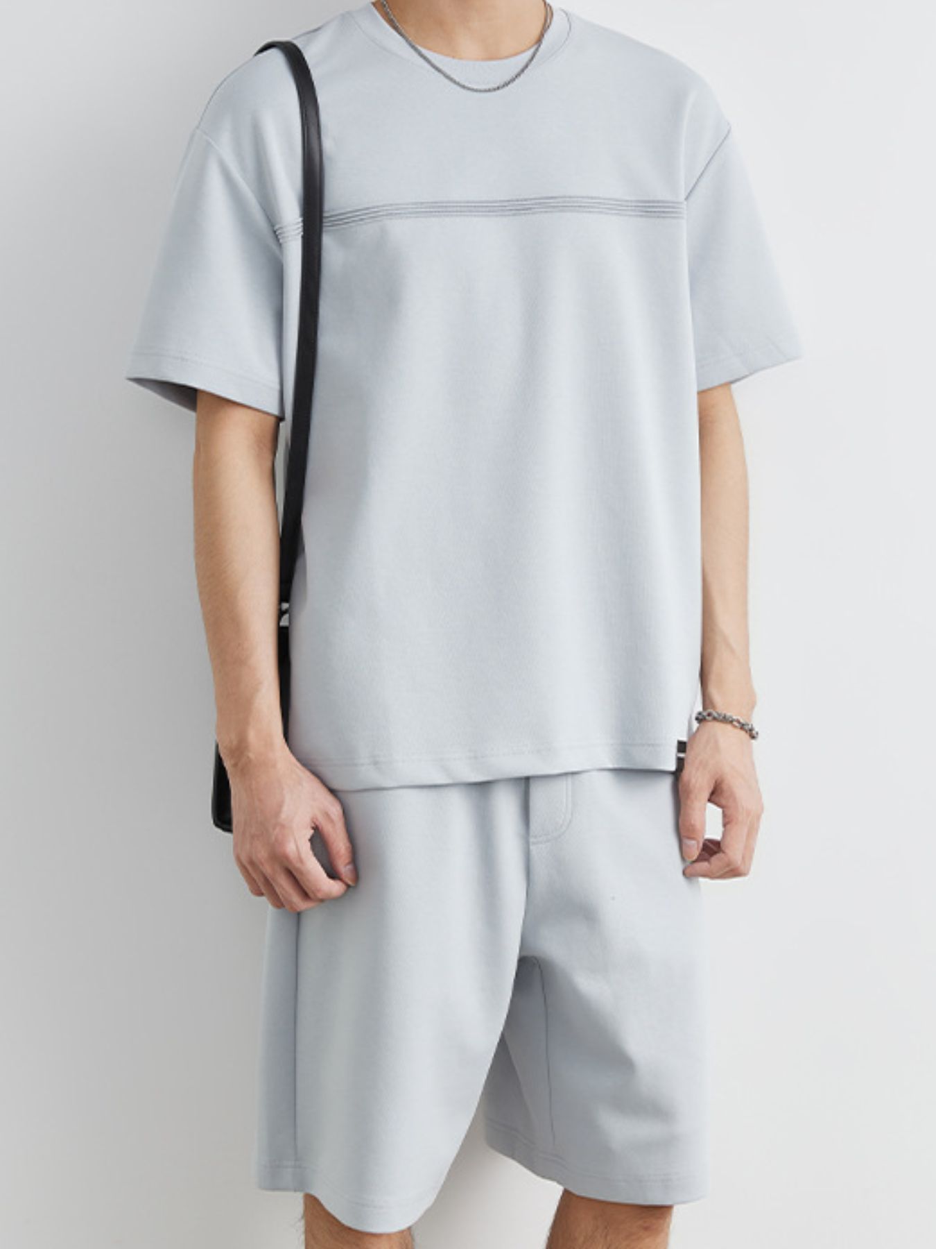 Men's Plus Size Round Neck Short Sleeve Top and Shorts Set