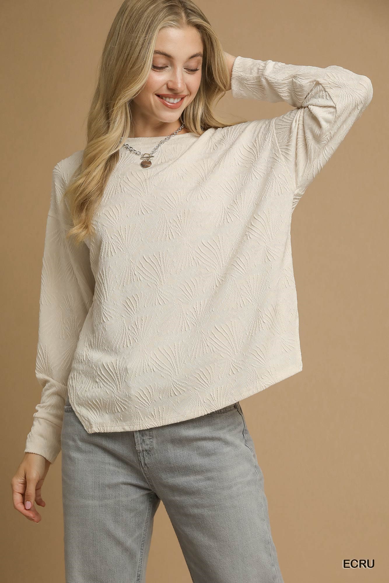 Umgee Textured Knit Long Sleeve Top