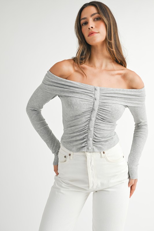 Off-Shoulder Long Sleeve T-Shirt