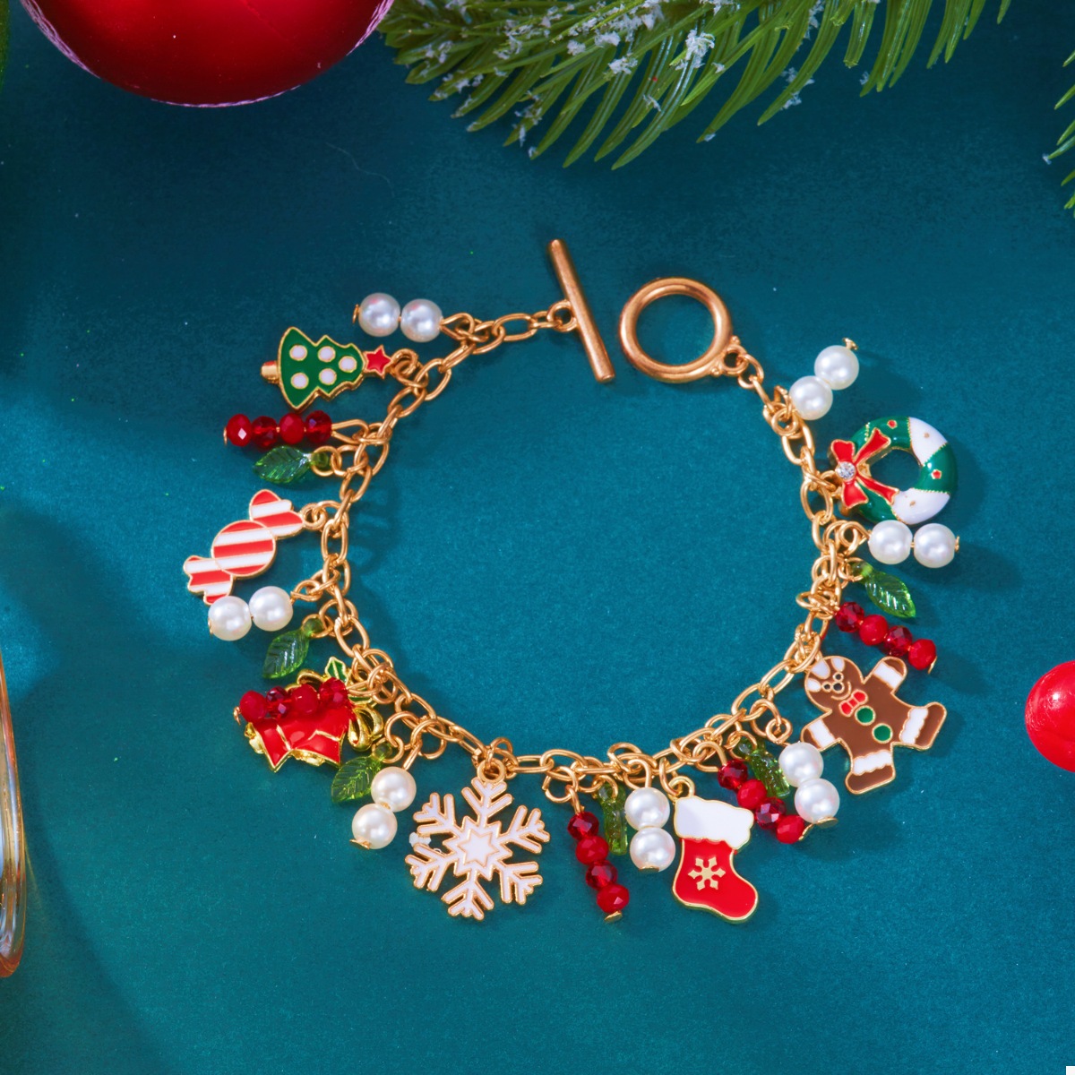 18K Gold-Plated Christmas Charm Bracelet