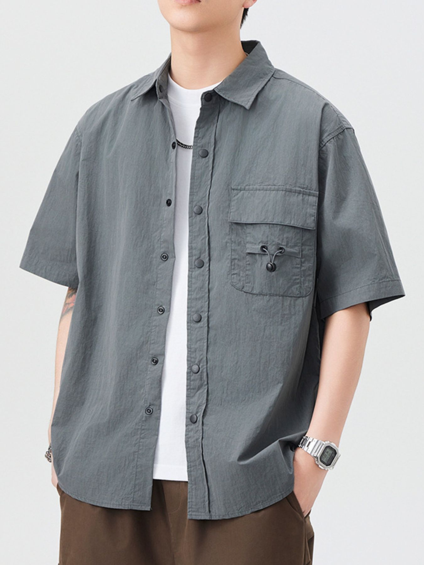 Men's Plus Size Snap Down Short Sleeve Shirt
