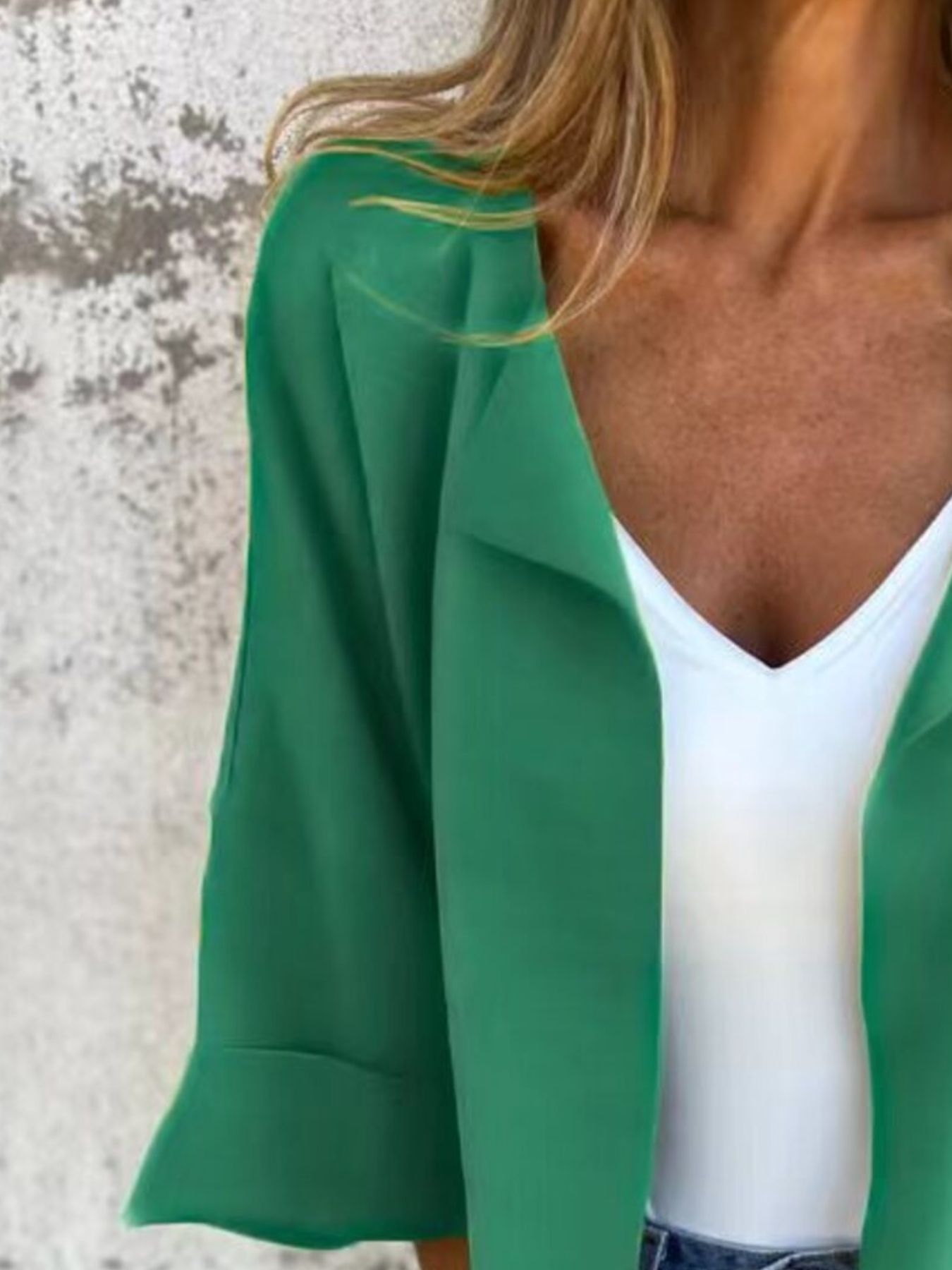 Full Size Open Front 3/4 Sleeve Cardigan Plus Size