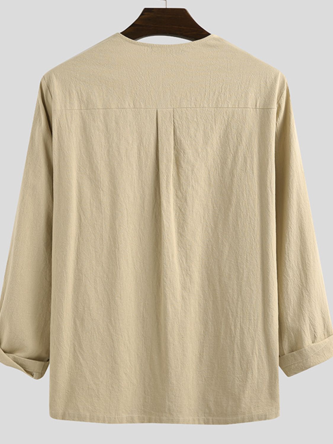 Men's Full Size Casual Lace-Up Long Sleeve Blouse Plus Size