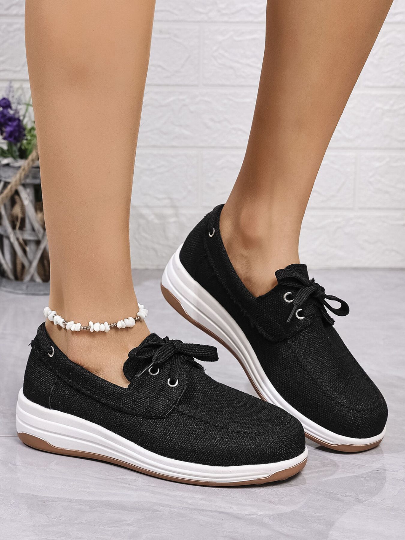 Lace Up Wedge Sneakers