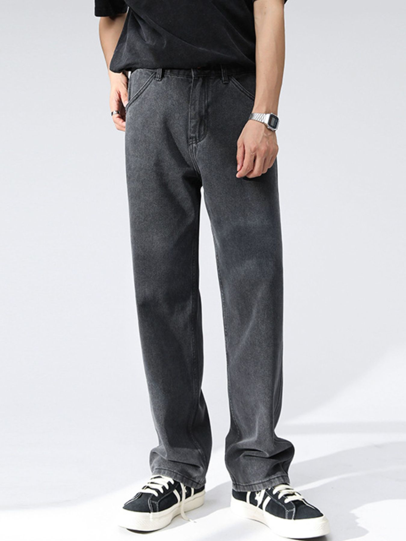 Men's Wash Relaxed Fit Wide Leg Jeans