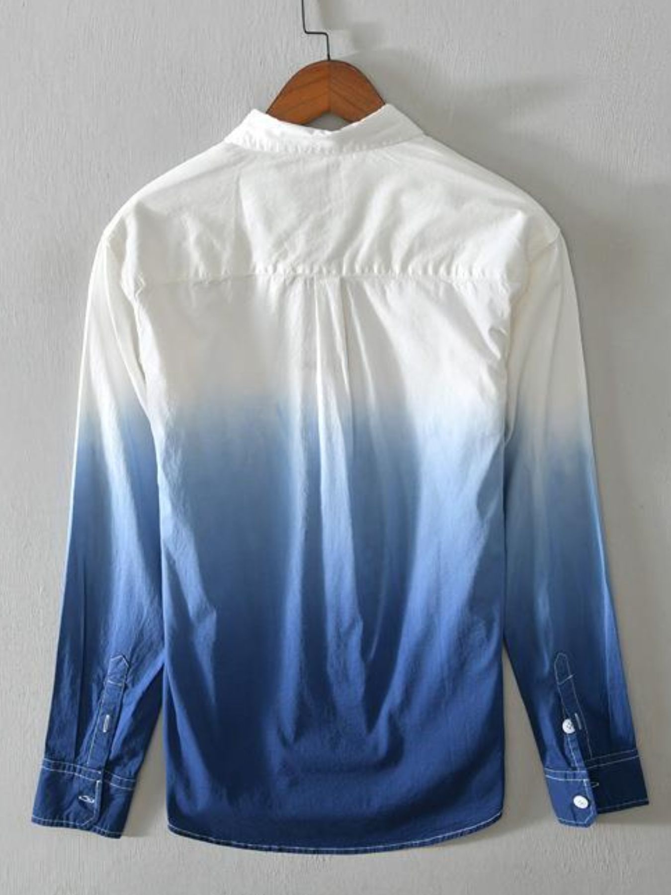 Men's Plus Size Gradient Button Up Long Sleeve Shirt