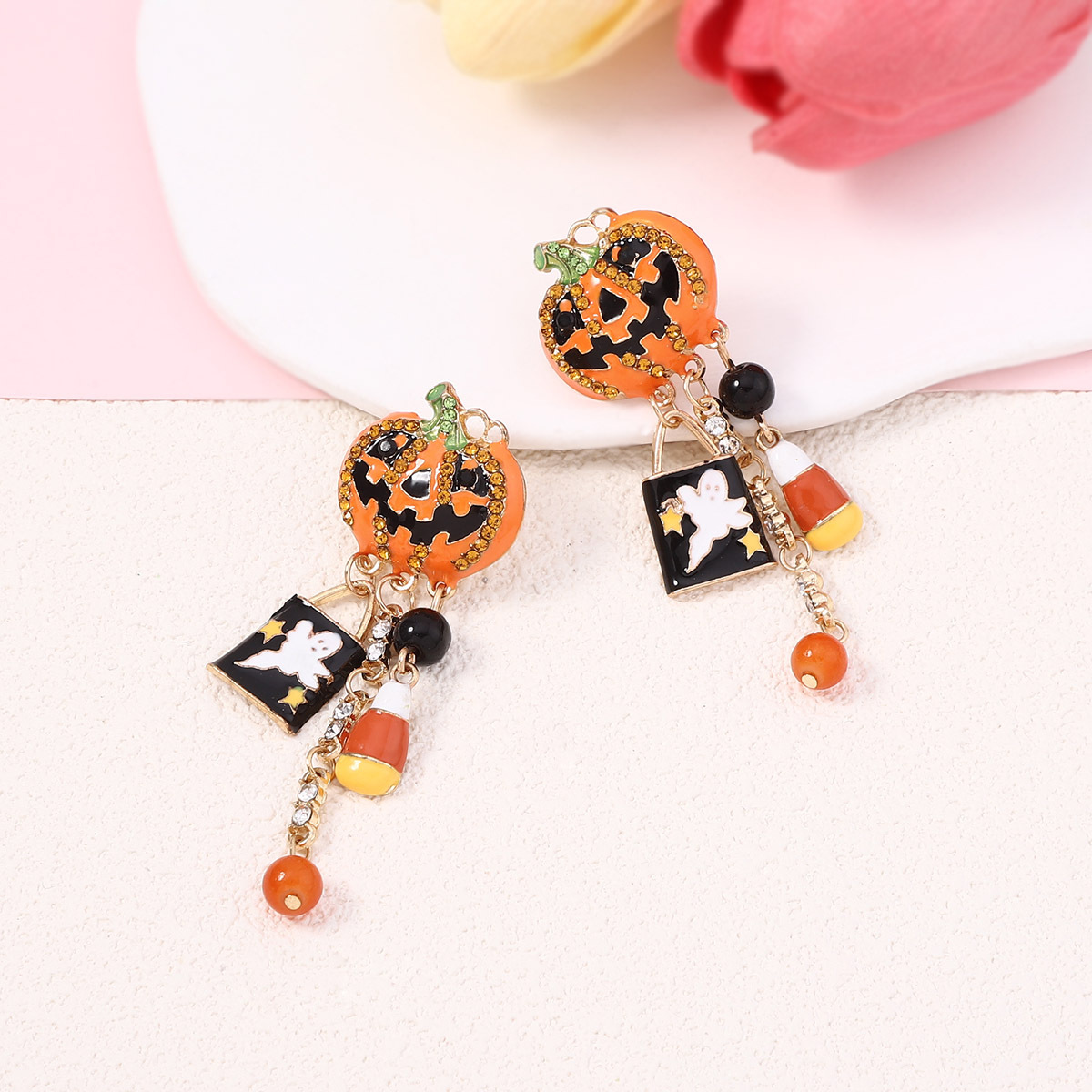Halloween Pumpkin Ghost Dangle Earrings