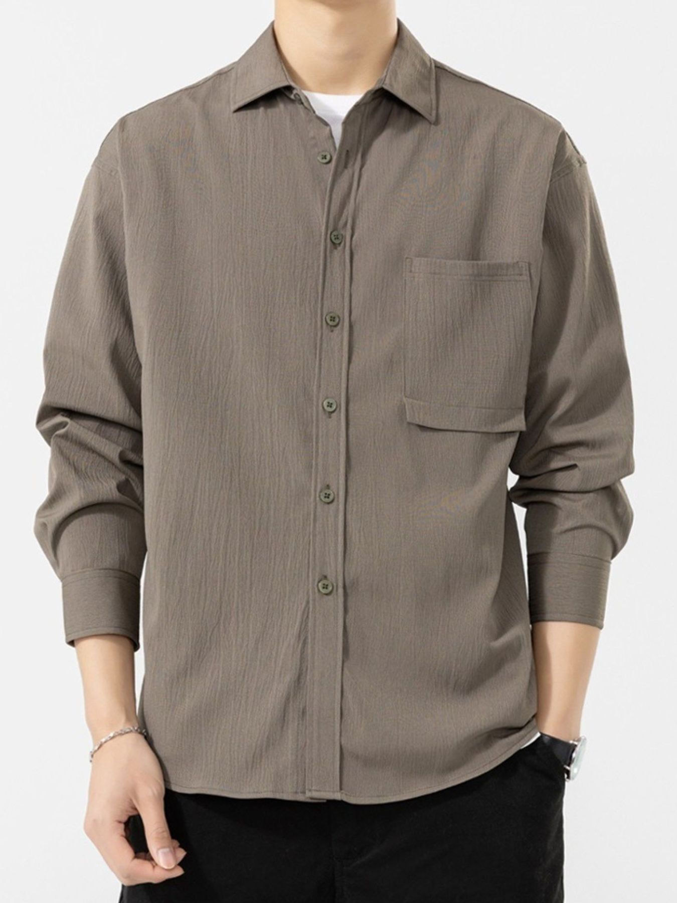 Men's Plus Size Button Up Long Sleeve Shirt